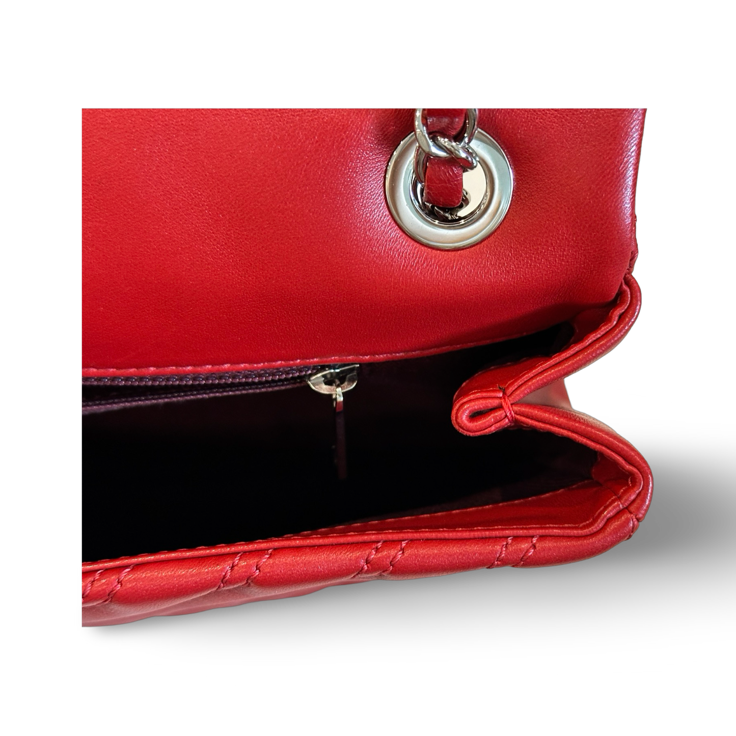 Chanel Chevron Lambskin Small Single Flap Red