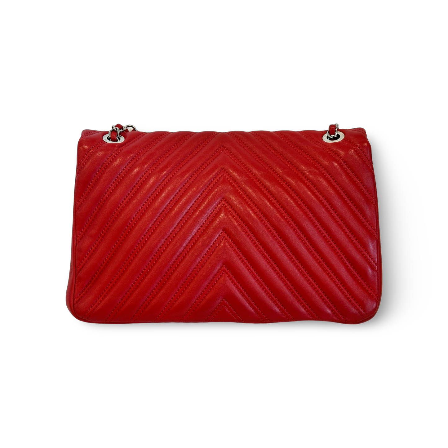 Chanel Chevron Lambskin Small Single Flap Red