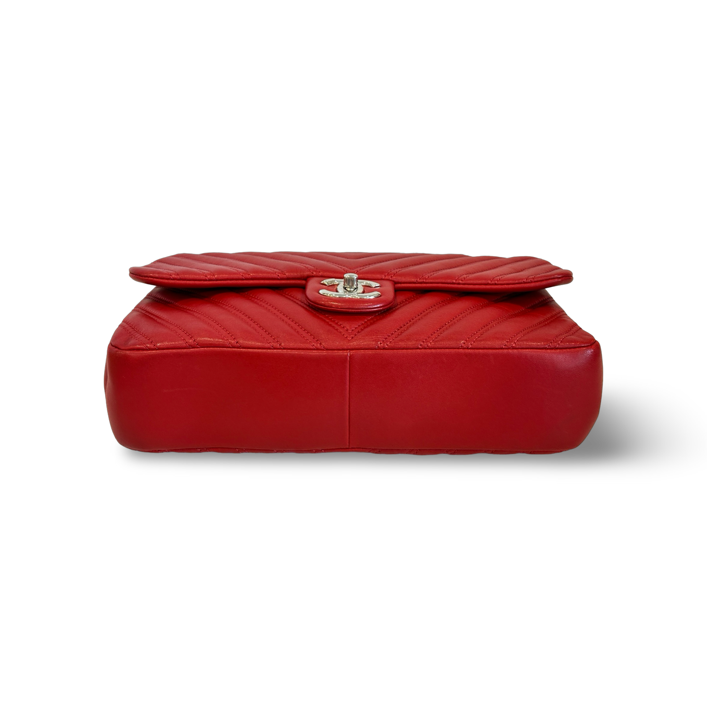 Chanel Chevron Lambskin Small Single Flap Red