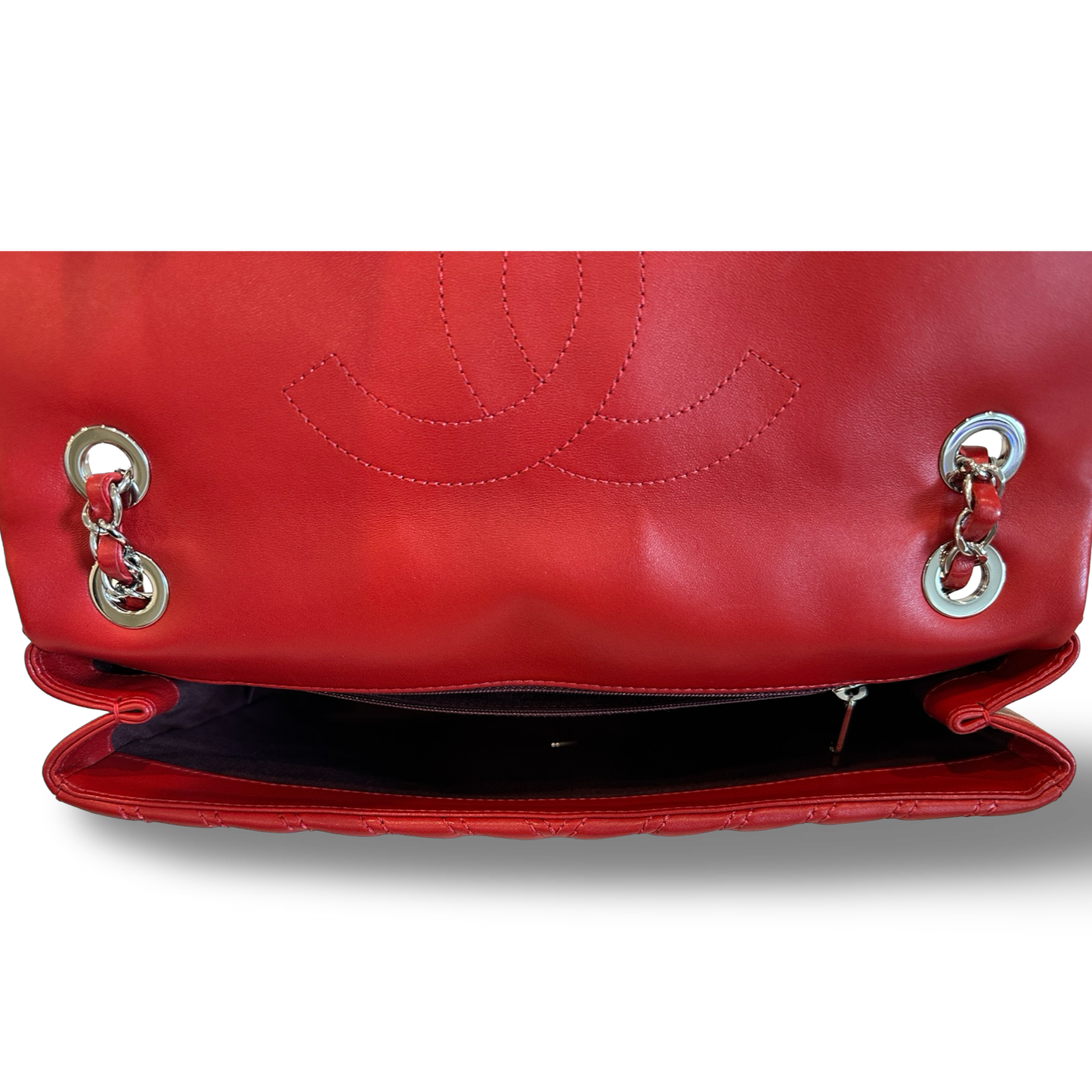 Chanel Chevron Lambskin Small Single Flap Red