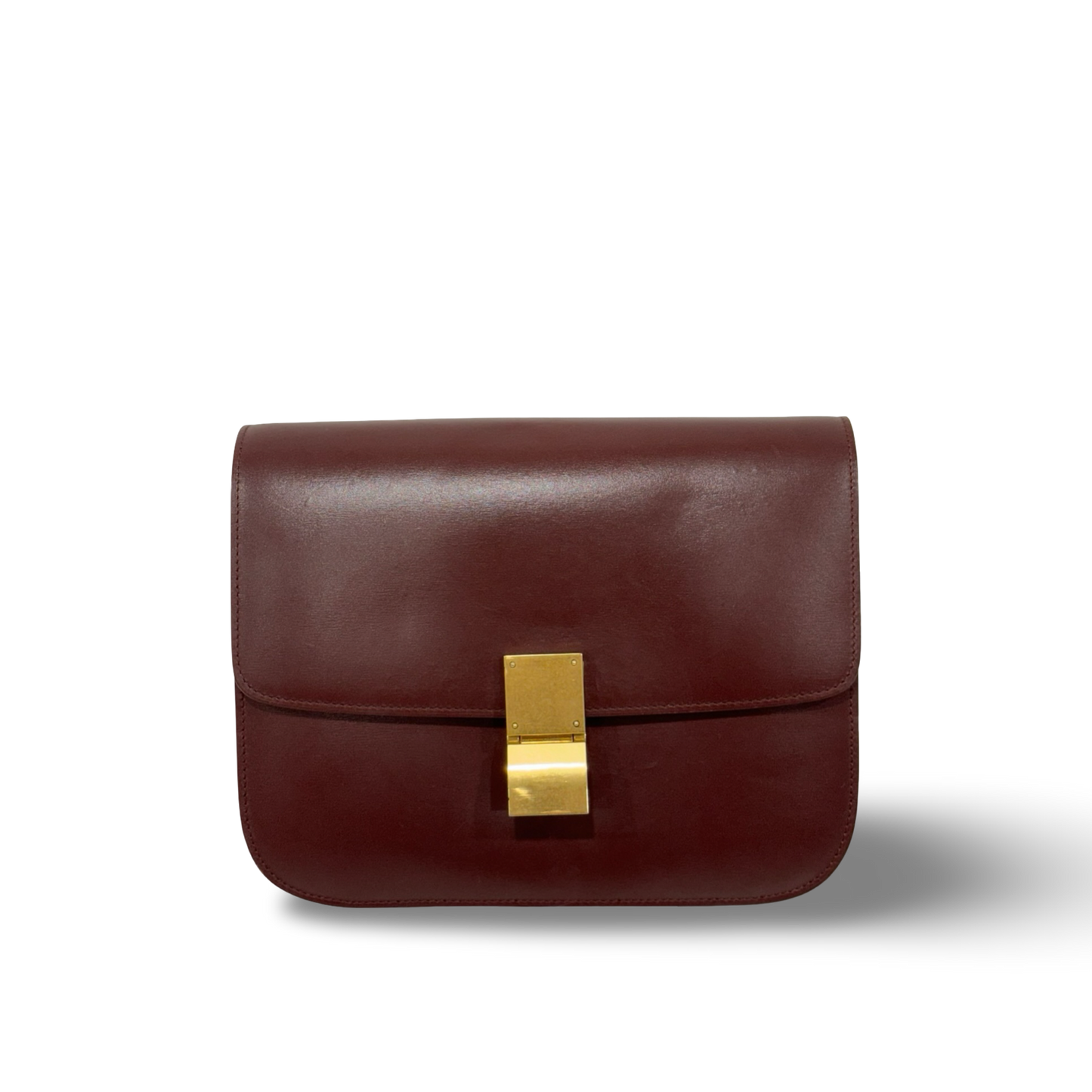 Celine Calfskin Medium Classic Box - GHW / Burgundy