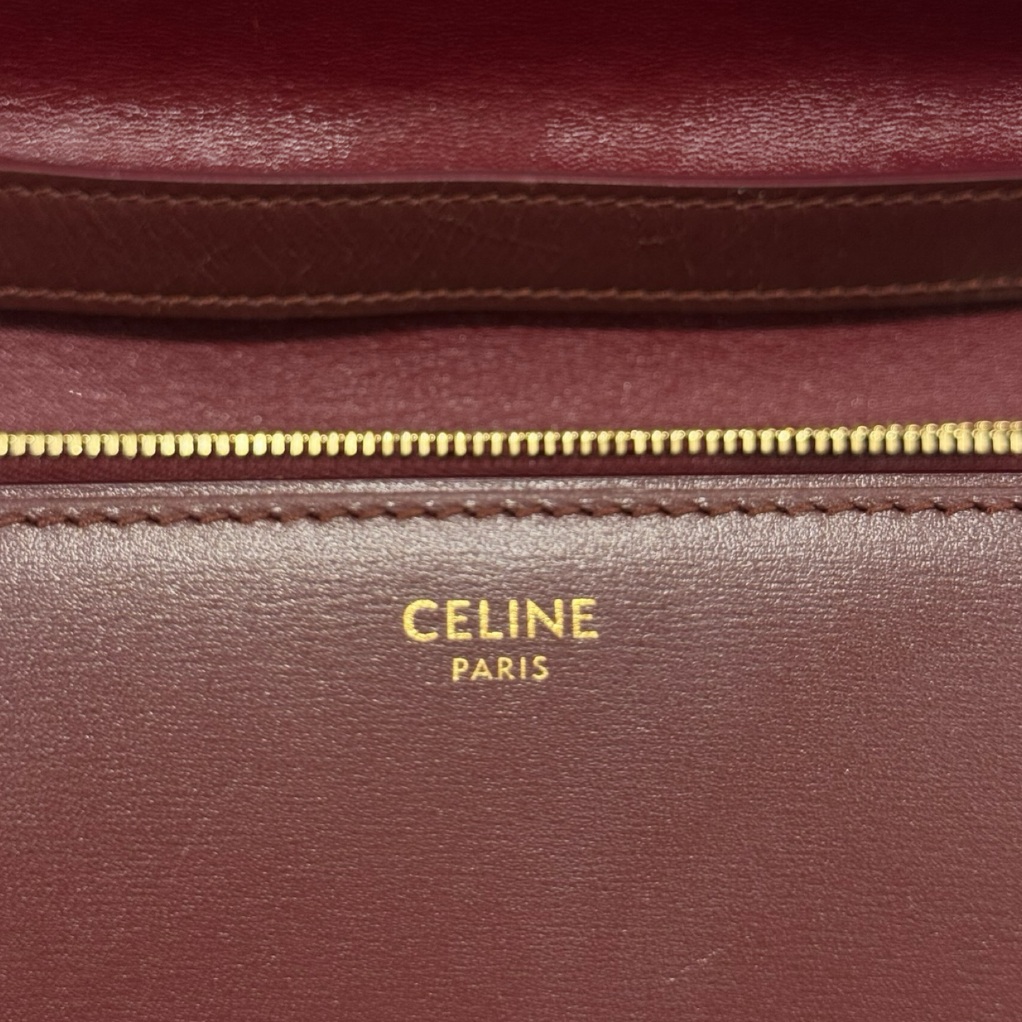 Celine Calfskin Medium Classic Box - GHW / Burgundy
