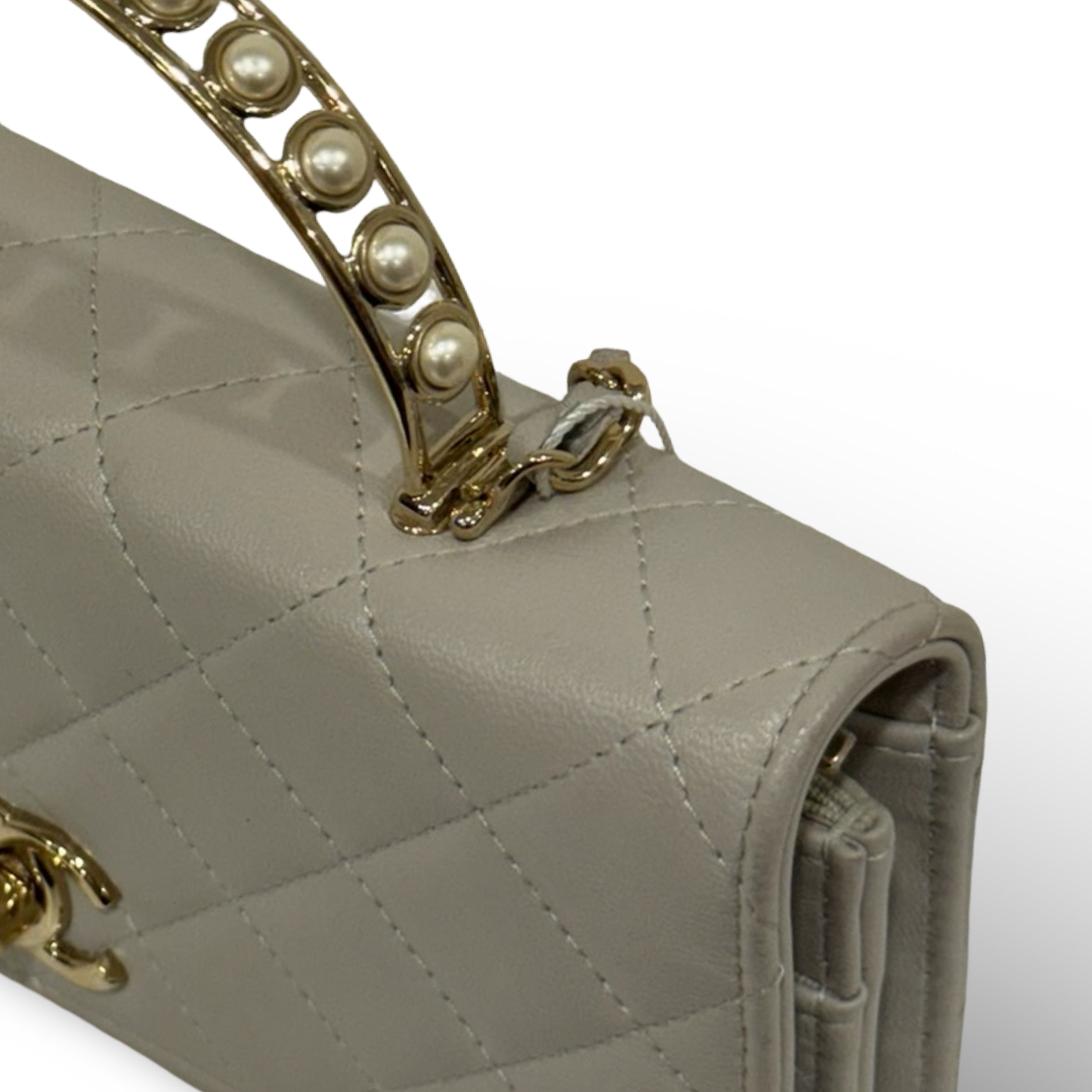Chanel Quilted Lambskin Pearl Top Handle WOC Bag - SHW / Light Gray