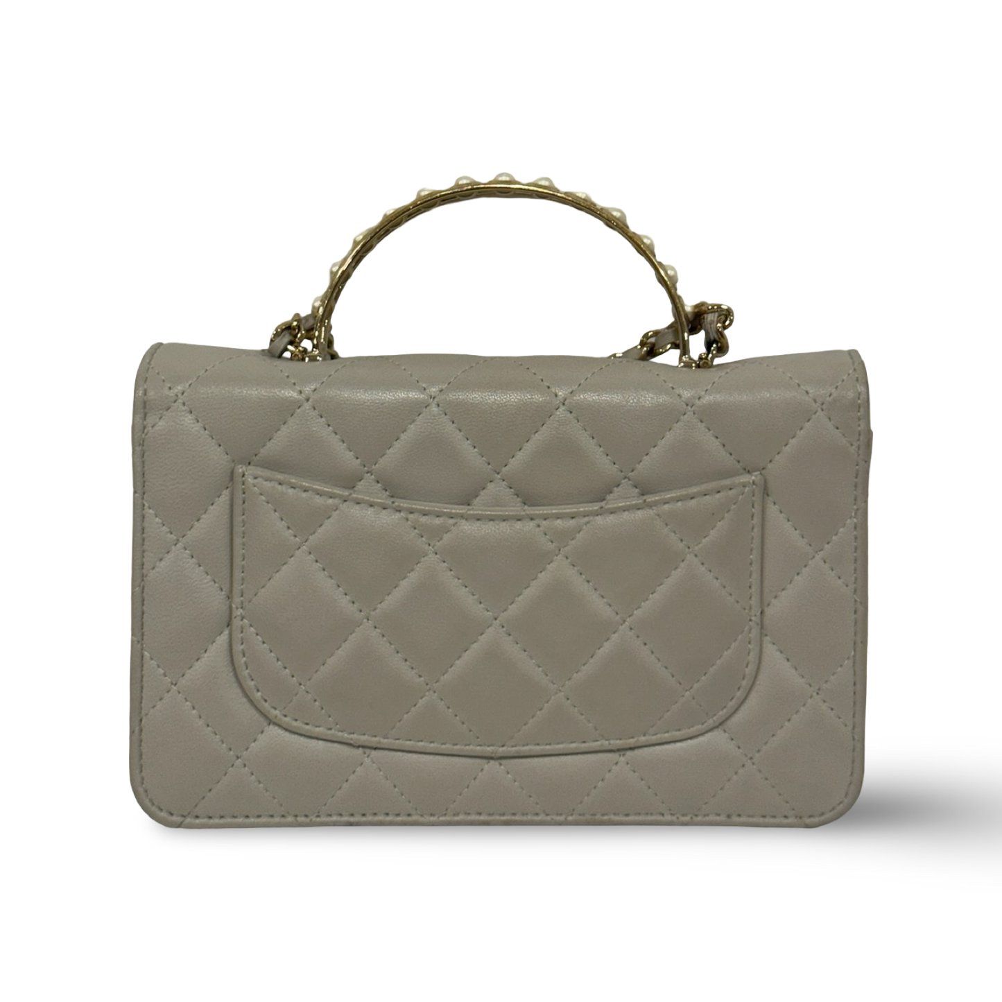 Chanel Quilted Lambskin Pearl Top Handle WOC Bag - SHW / Light Gray