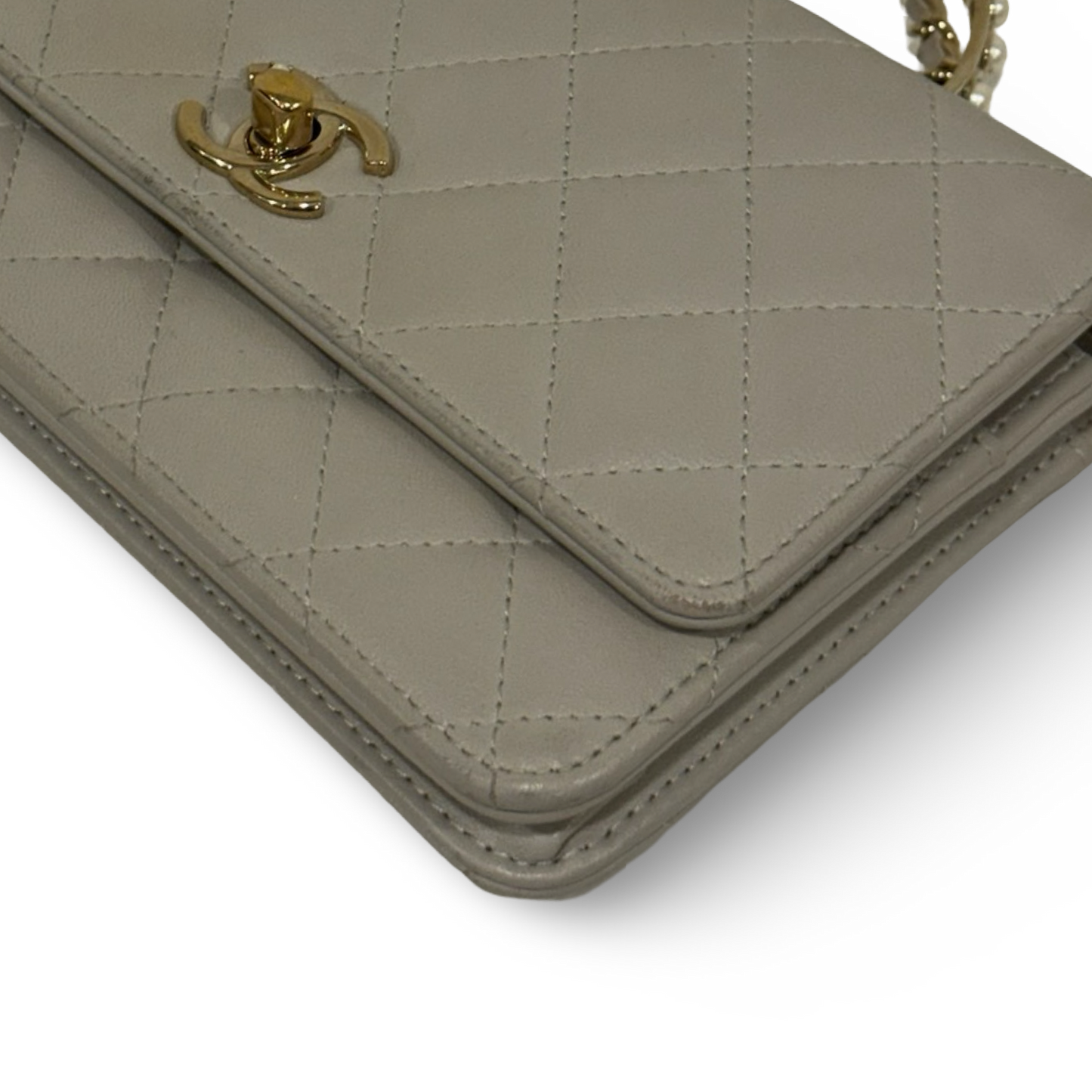 Chanel Quilted Lambskin Pearl Top Handle WOC Bag - SHW / Light Gray