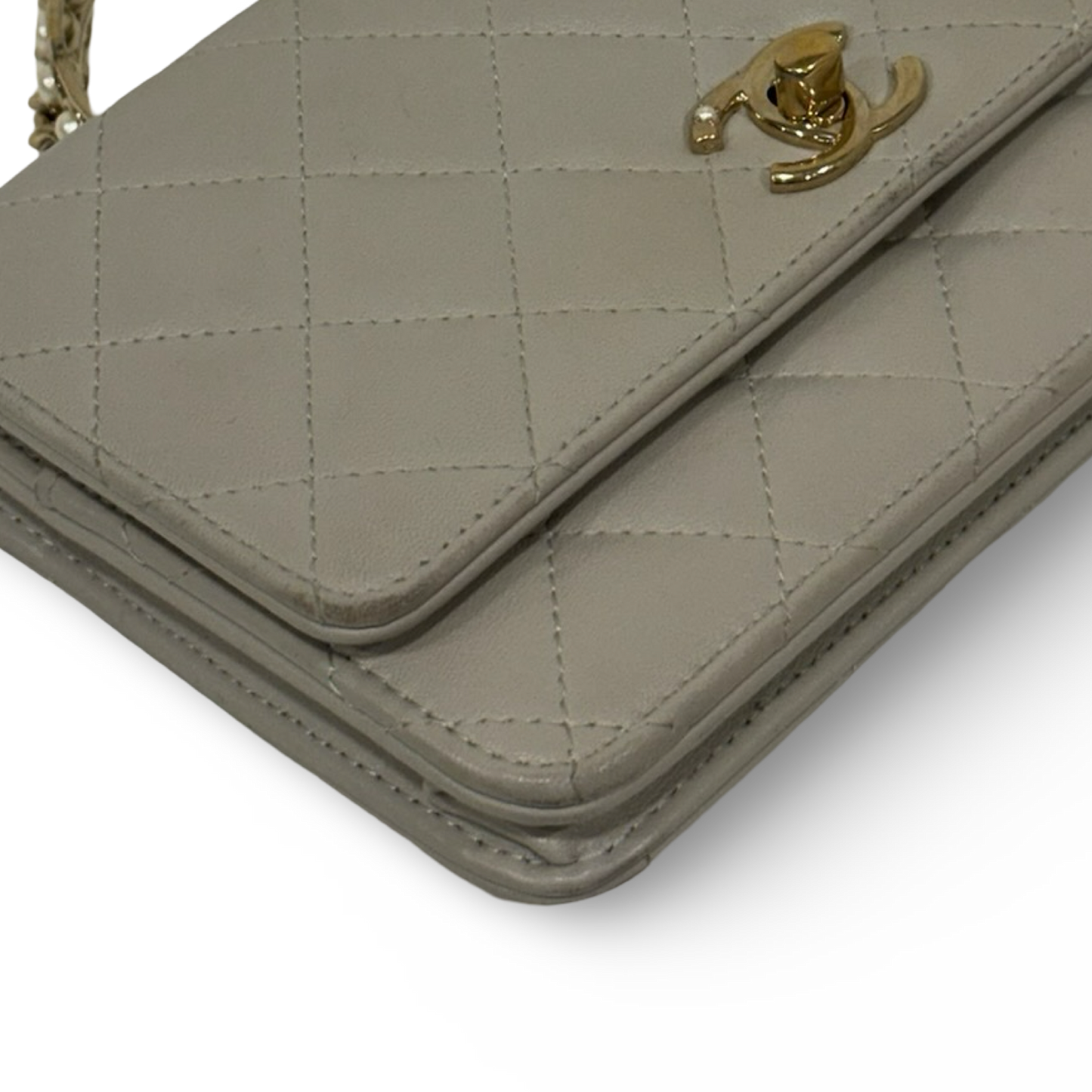 Chanel Quilted Lambskin Pearl Top Handle WOC Bag - SHW / Light Gray