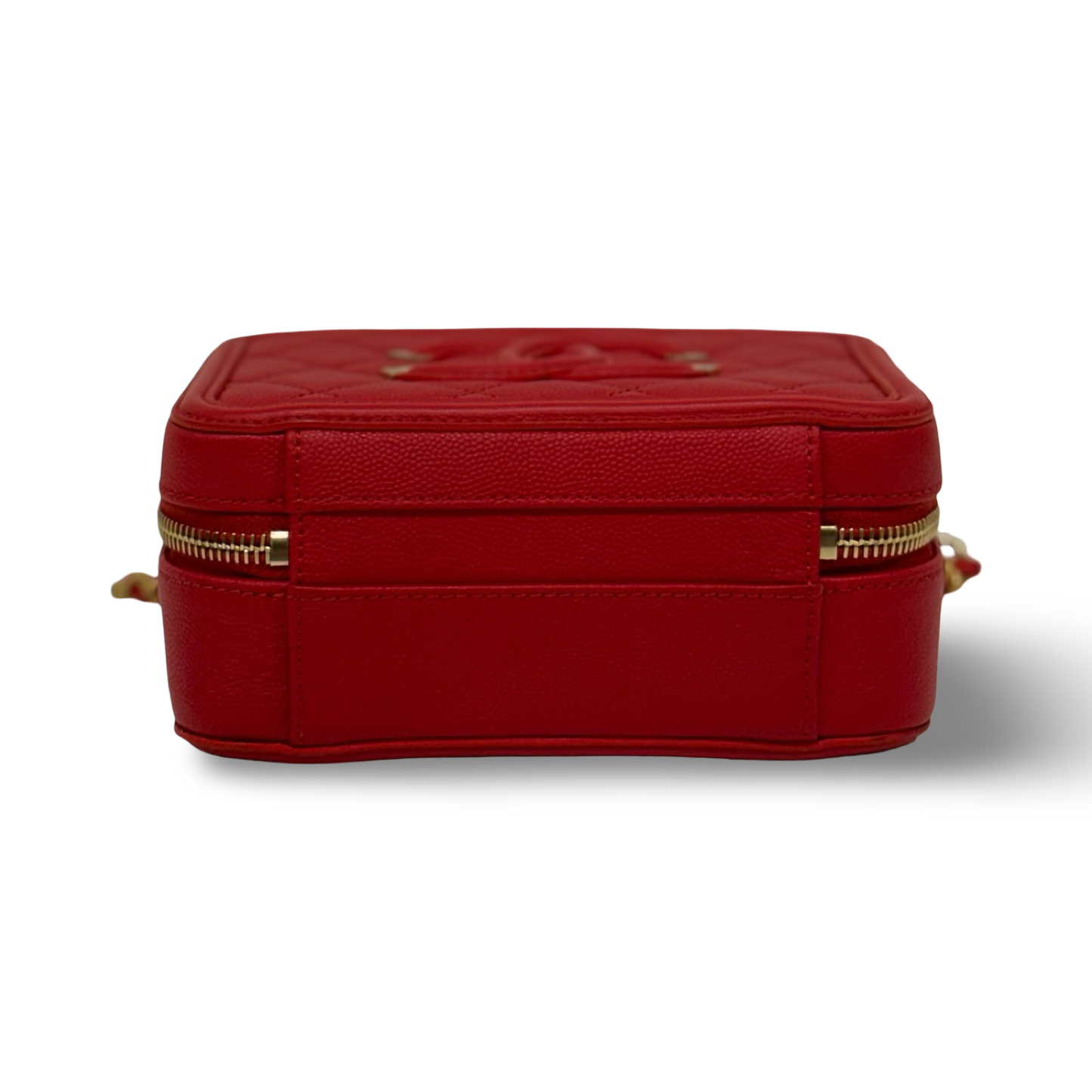 Chanel Quilted Caviar Small Vanity Case - GHW / Red