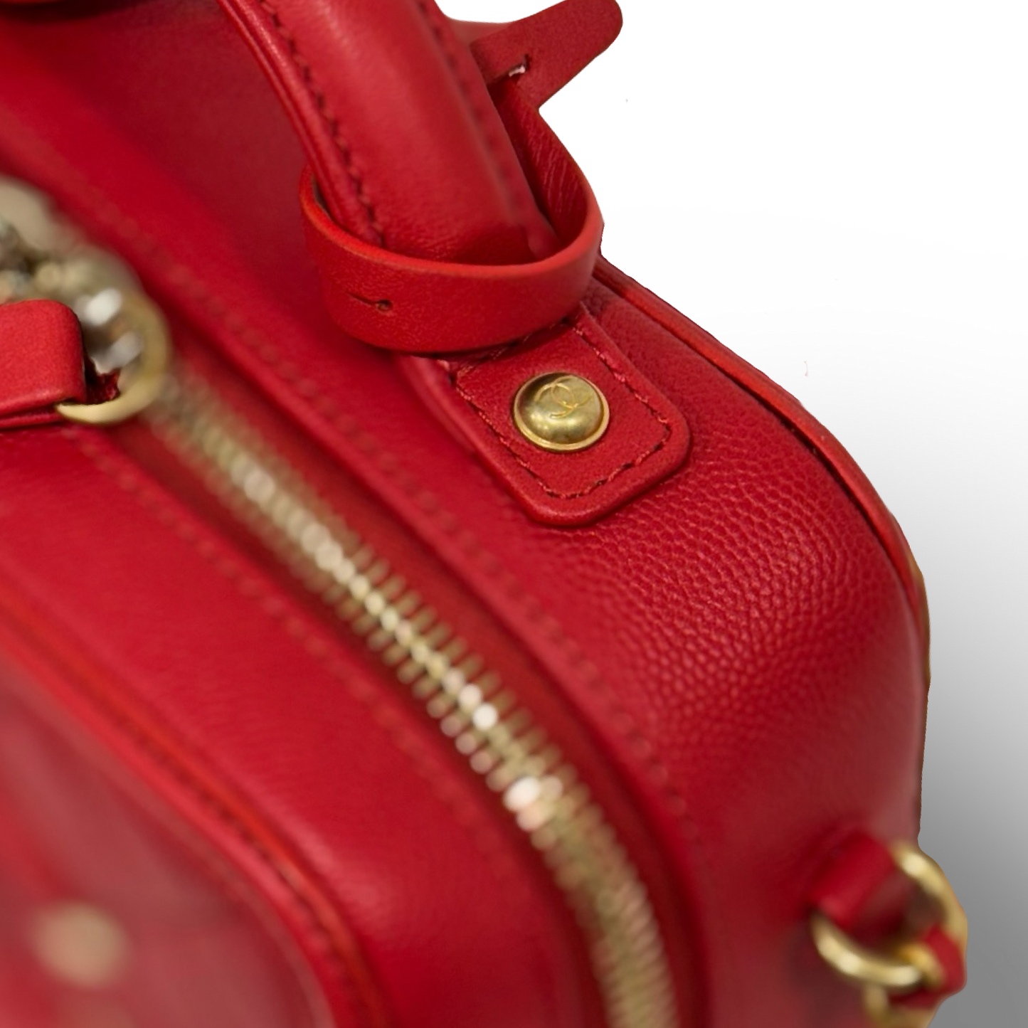 Chanel Quilted Caviar Small Vanity Case - GHW / Red