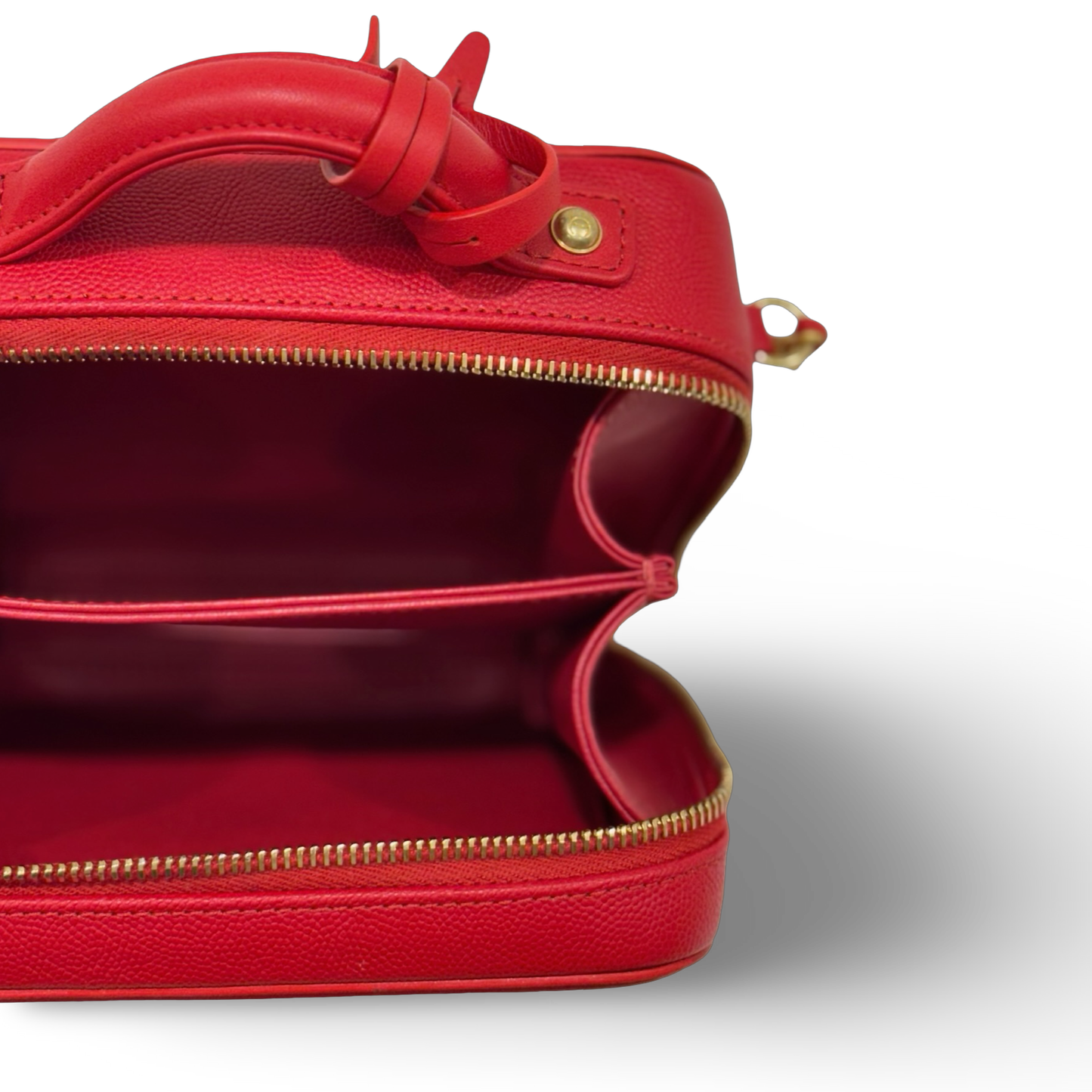 Chanel Quilted Caviar Small Vanity Case - GHW / Red