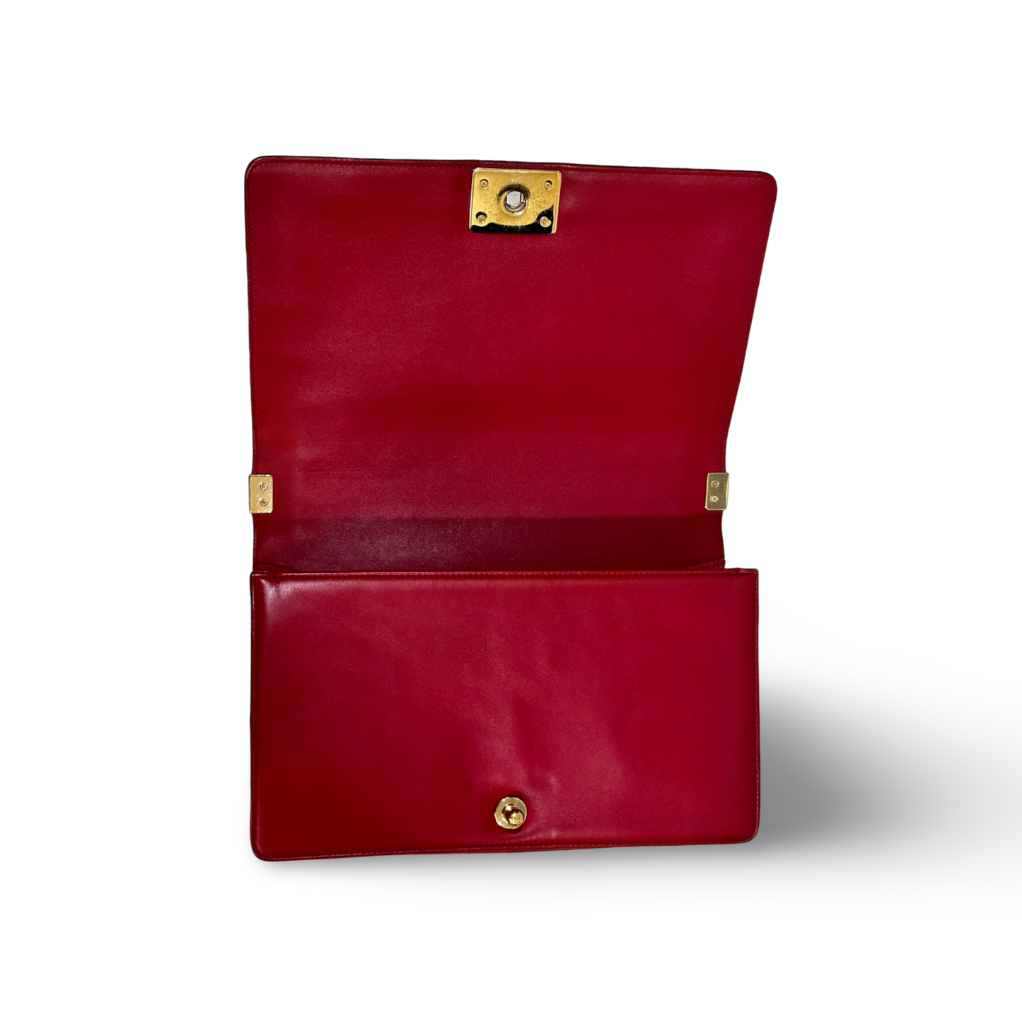 Chanel Classic Lambskin New Medium Boy Bag - GHW / Red