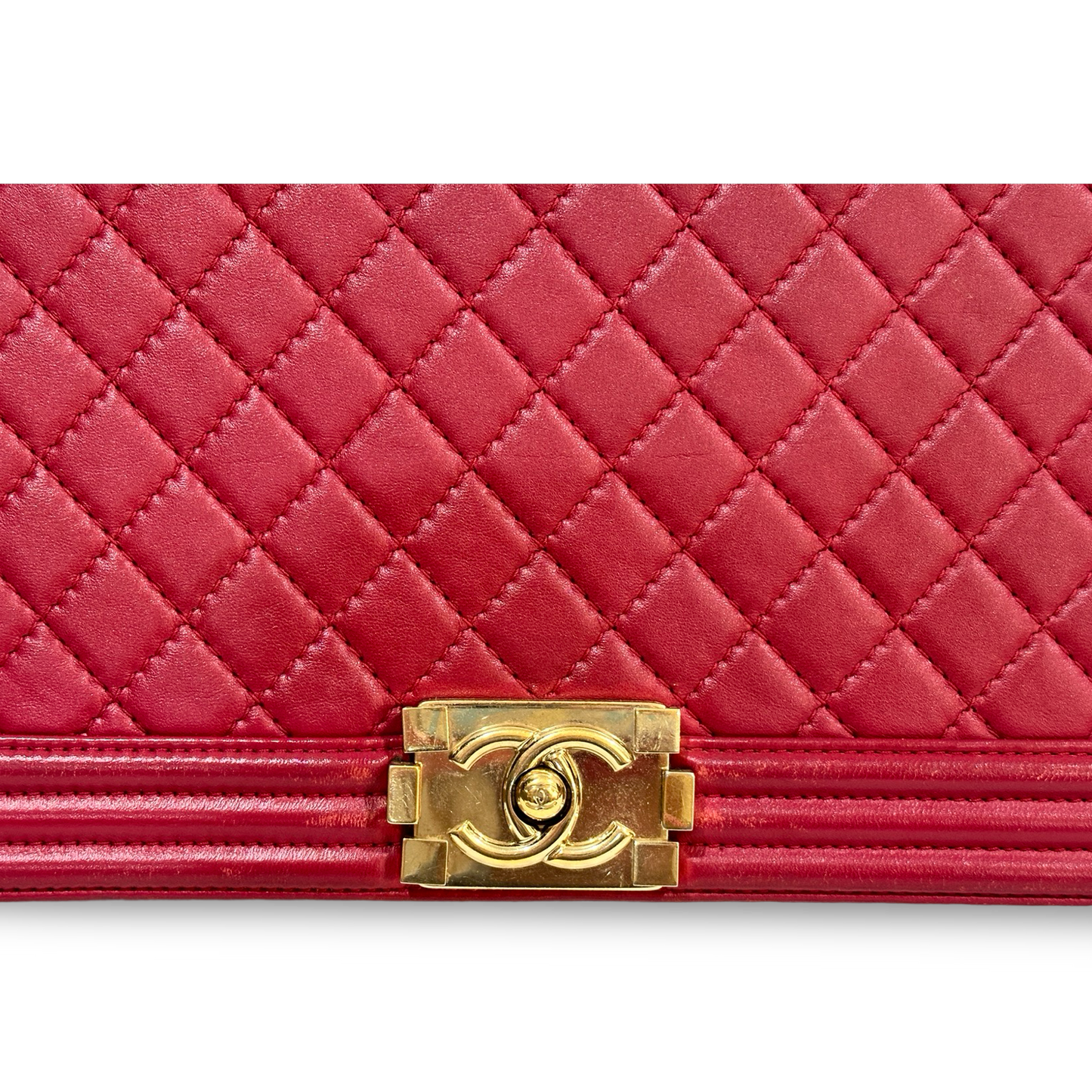 Chanel Classic Lambskin New Medium Boy Bag - GHW / Red