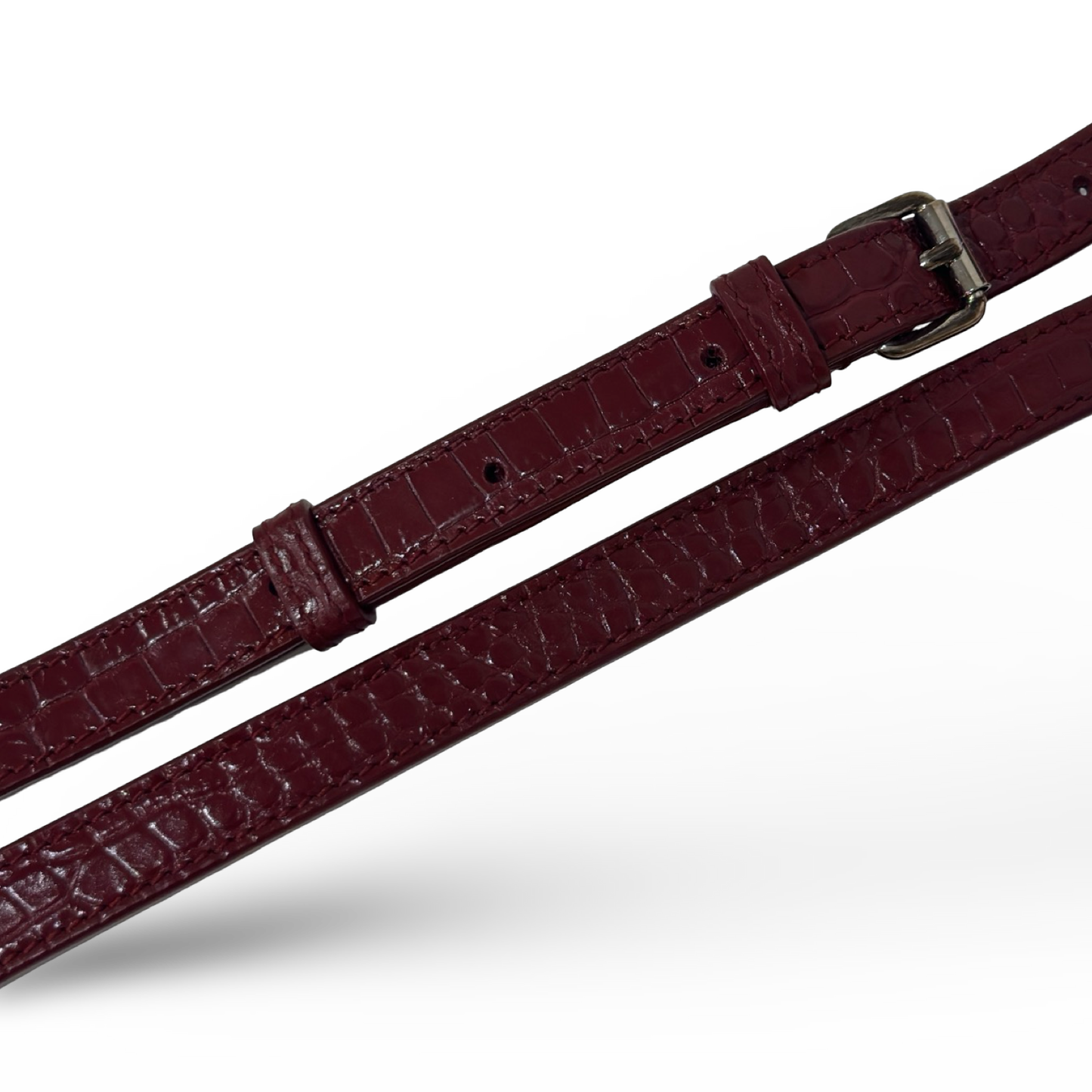 Saint Laurent Calfskin Crocodile Embossed Baby Sac De Jour Bordeaux - Burgundy