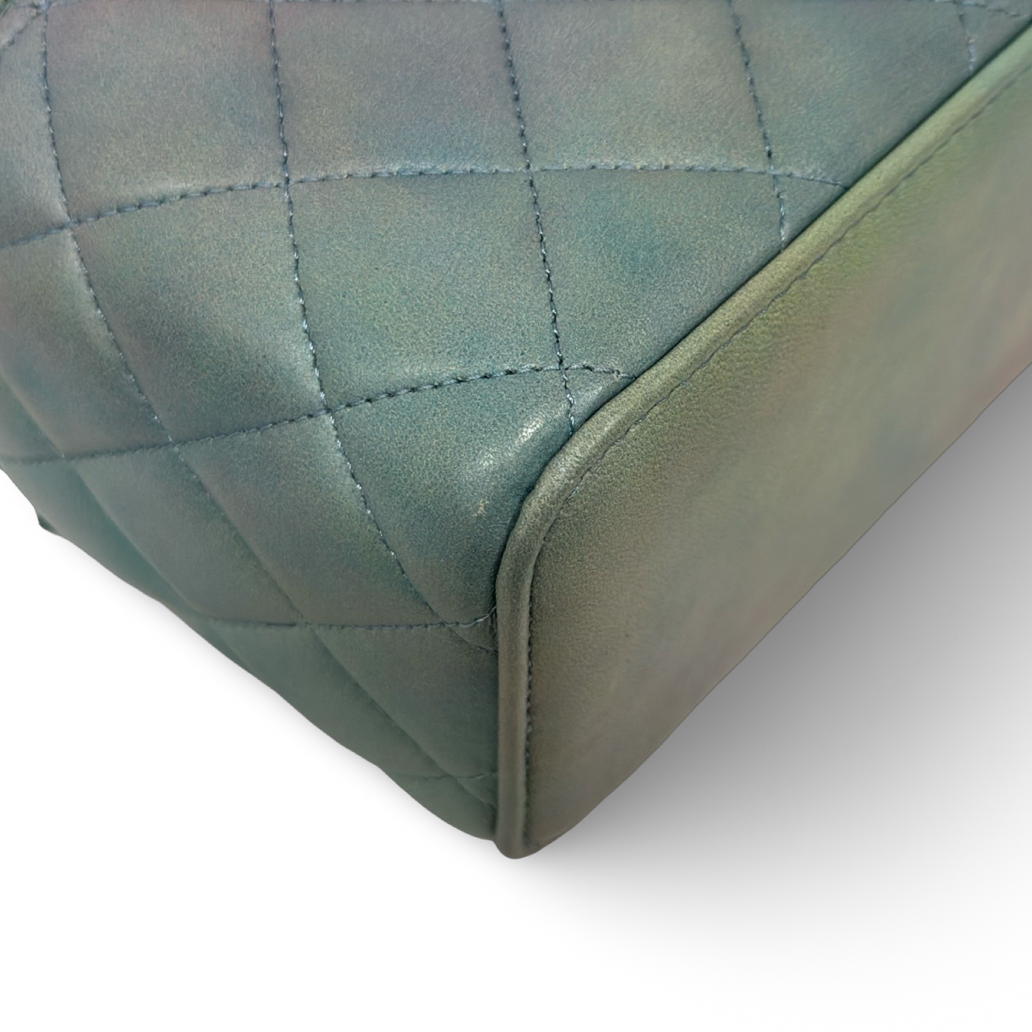 Chanel Quilted Lambskin Tophandle Small Vanity Box - GHW / Blue / Green