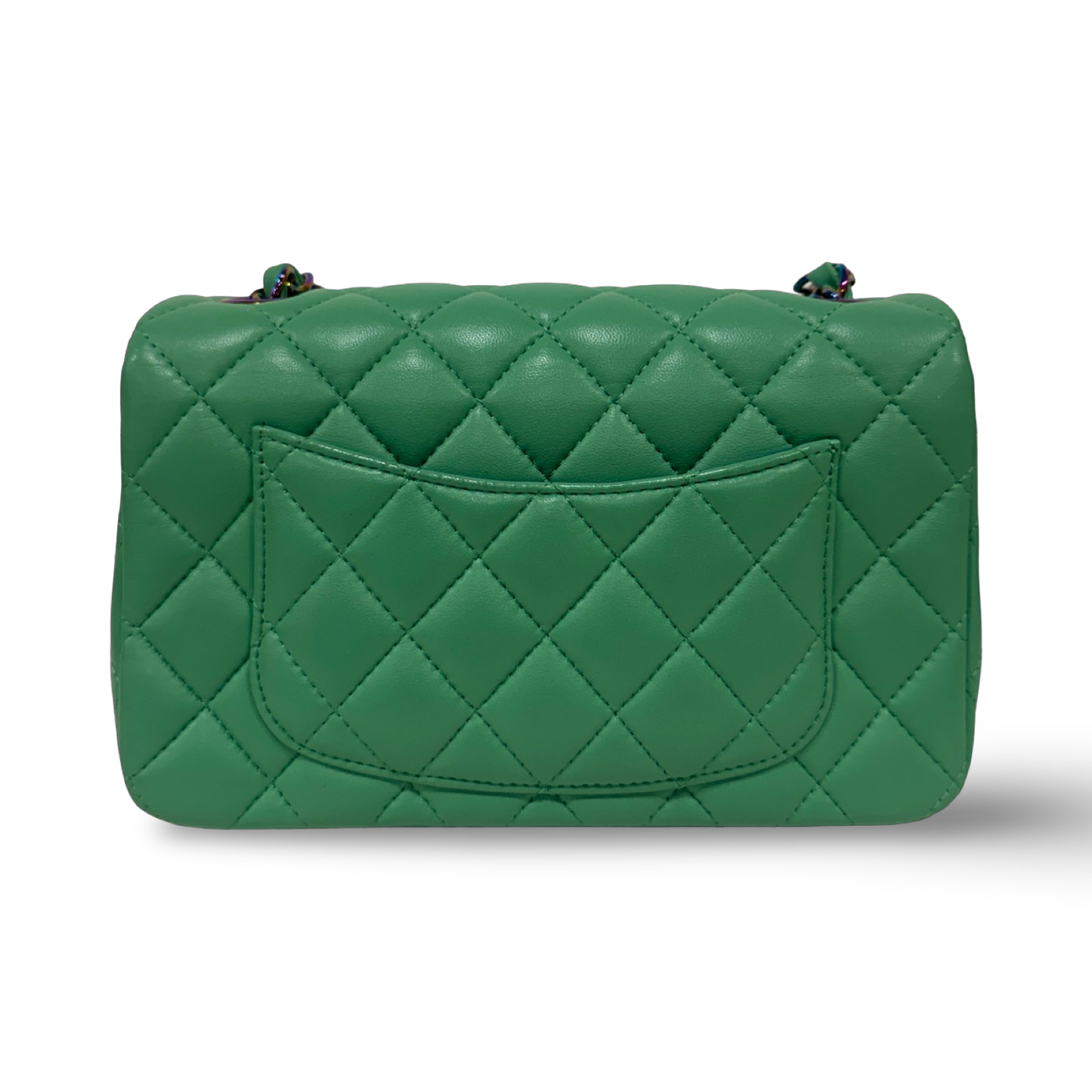 Chanel Quilted Lambskin Mini Rectangular Flap - Iridescent / Green Blue