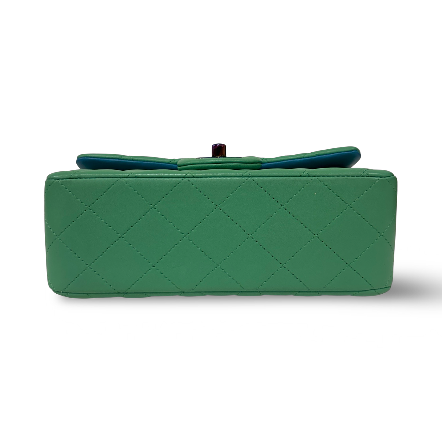 Chanel Quilted Lambskin Mini Rectangular Flap - Iridescent / Green Blue