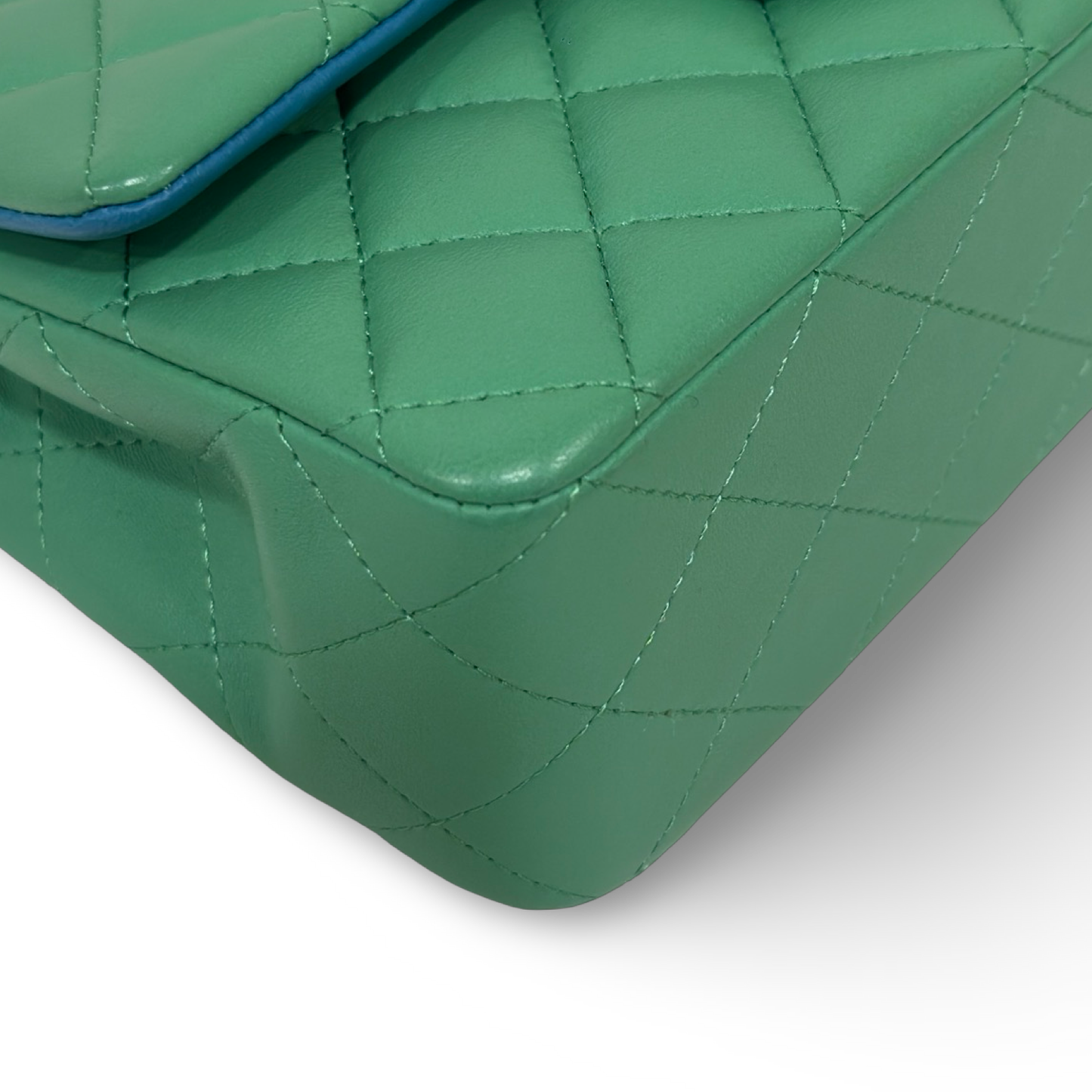 Chanel Quilted Lambskin Mini Rectangular Flap - Iridescent / Green Blue