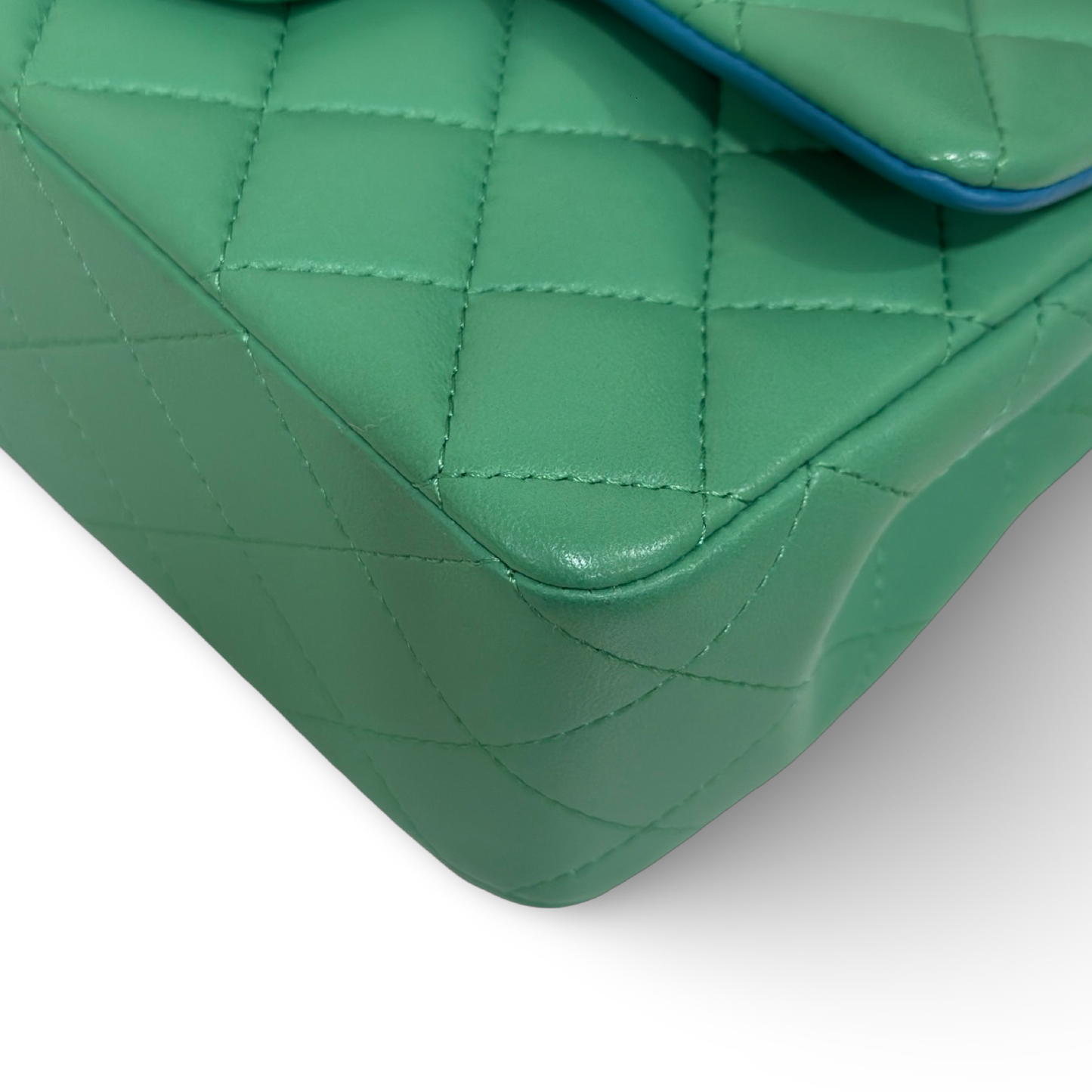 Chanel Quilted Lambskin Mini Rectangular Flap - Iridescent / Green Blue