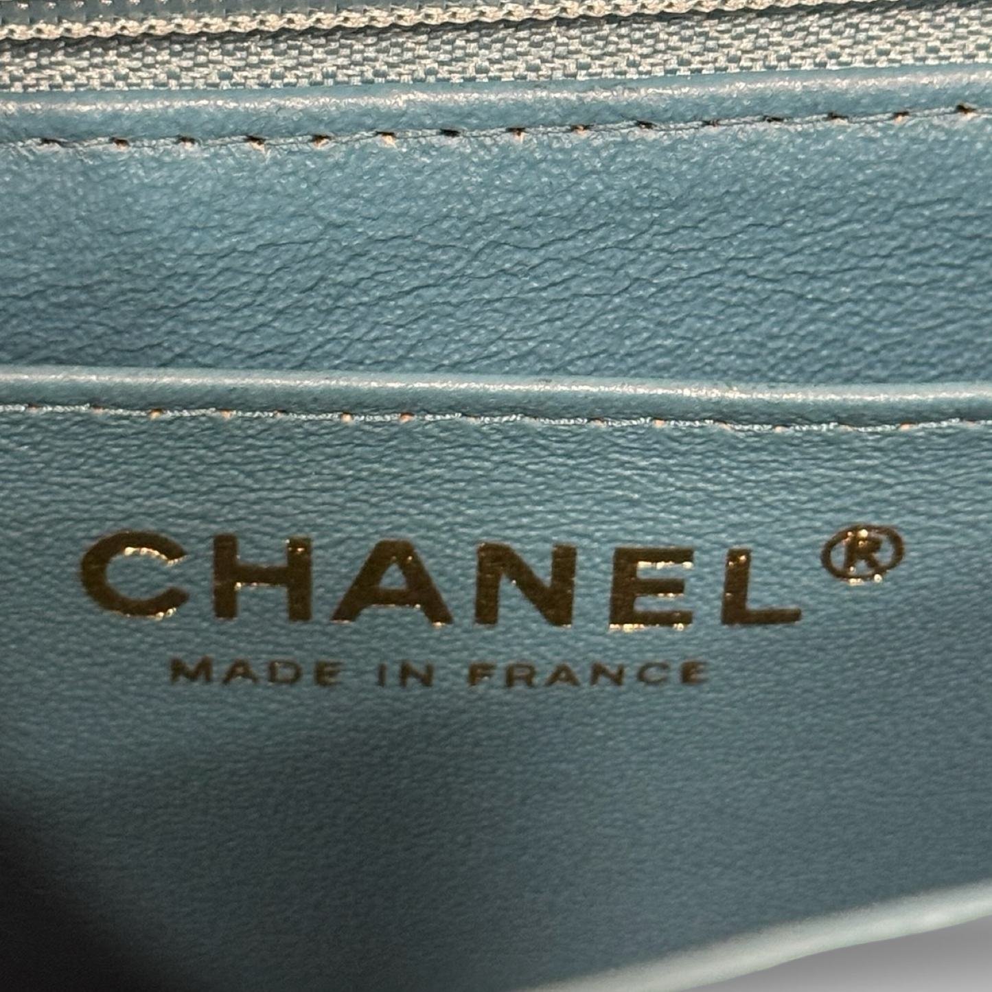 Chanel Quilted Lambskin Mini Rectangular Flap - Iridescent / Green Blue
