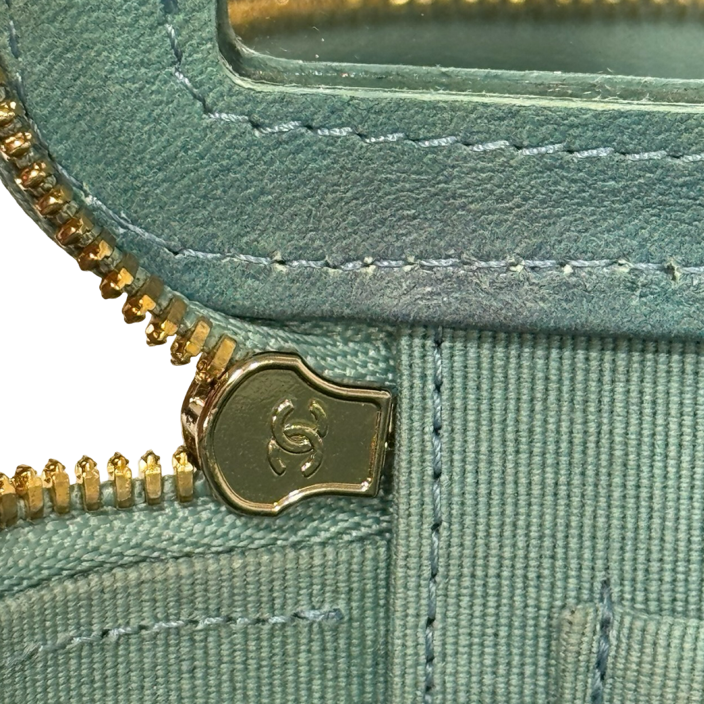 Chanel Quilted Lambskin Tophandle Small Vanity Box - GHW / Blue / Green