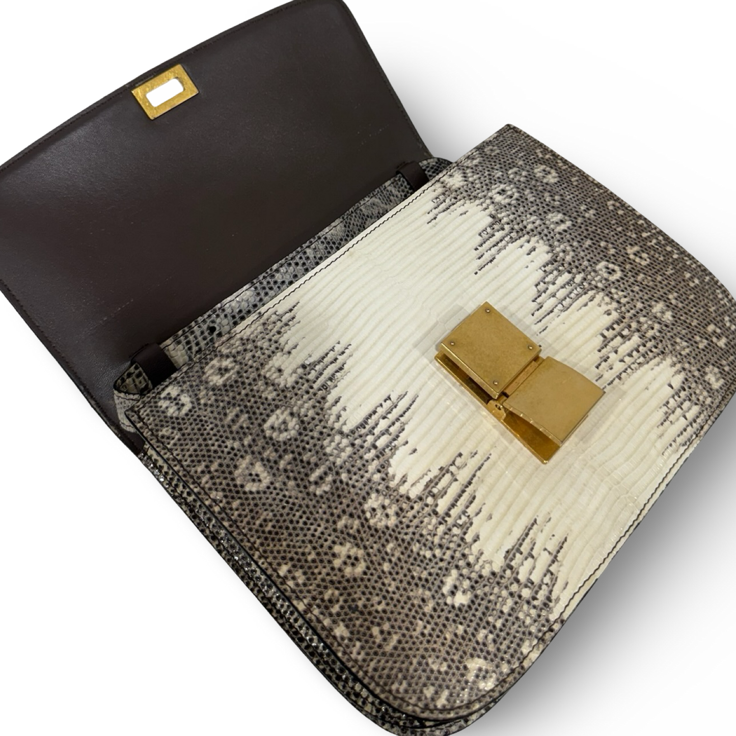 Celine Lizard Medium Classic Box - GHW / White