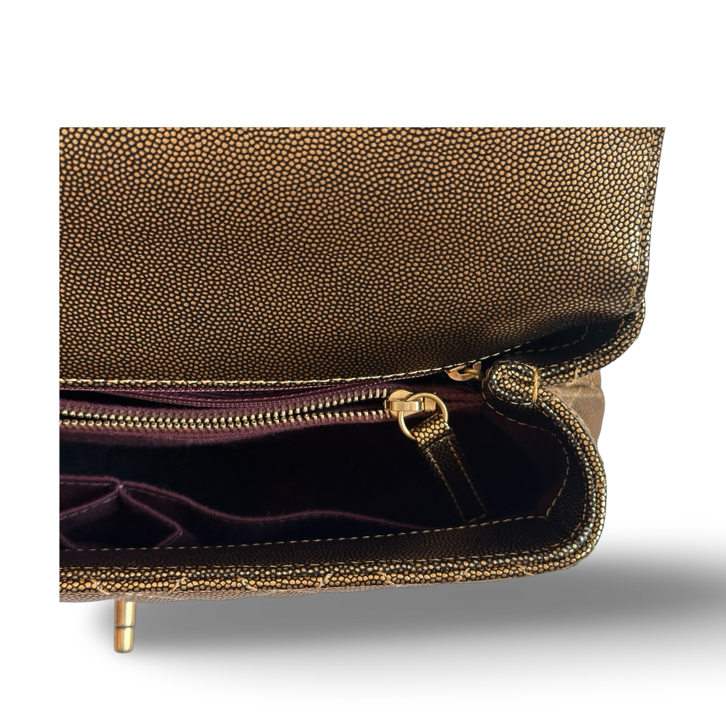 Chanel Classic Caviar Medium Coco Handle Bag (Bronze)