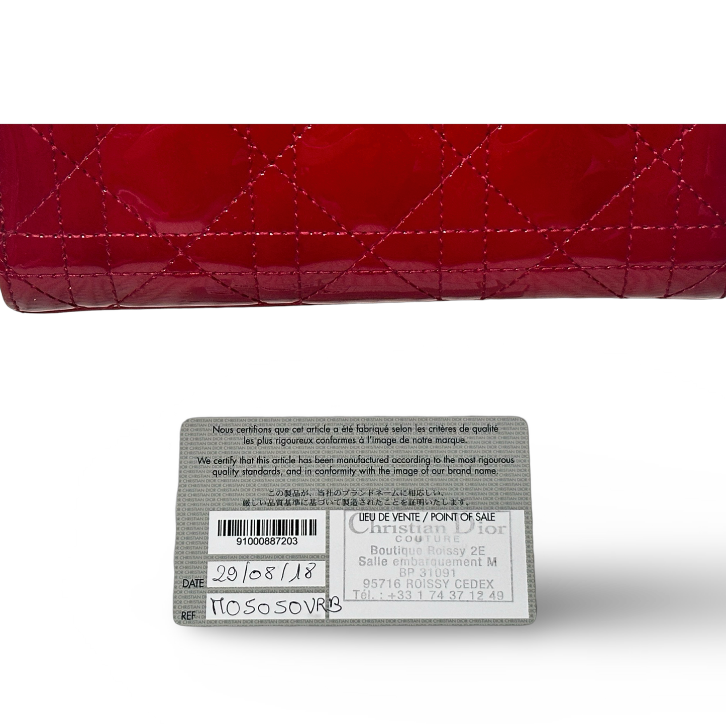 Dior Classic Patent Mini Lady Bag - Gold / Red
