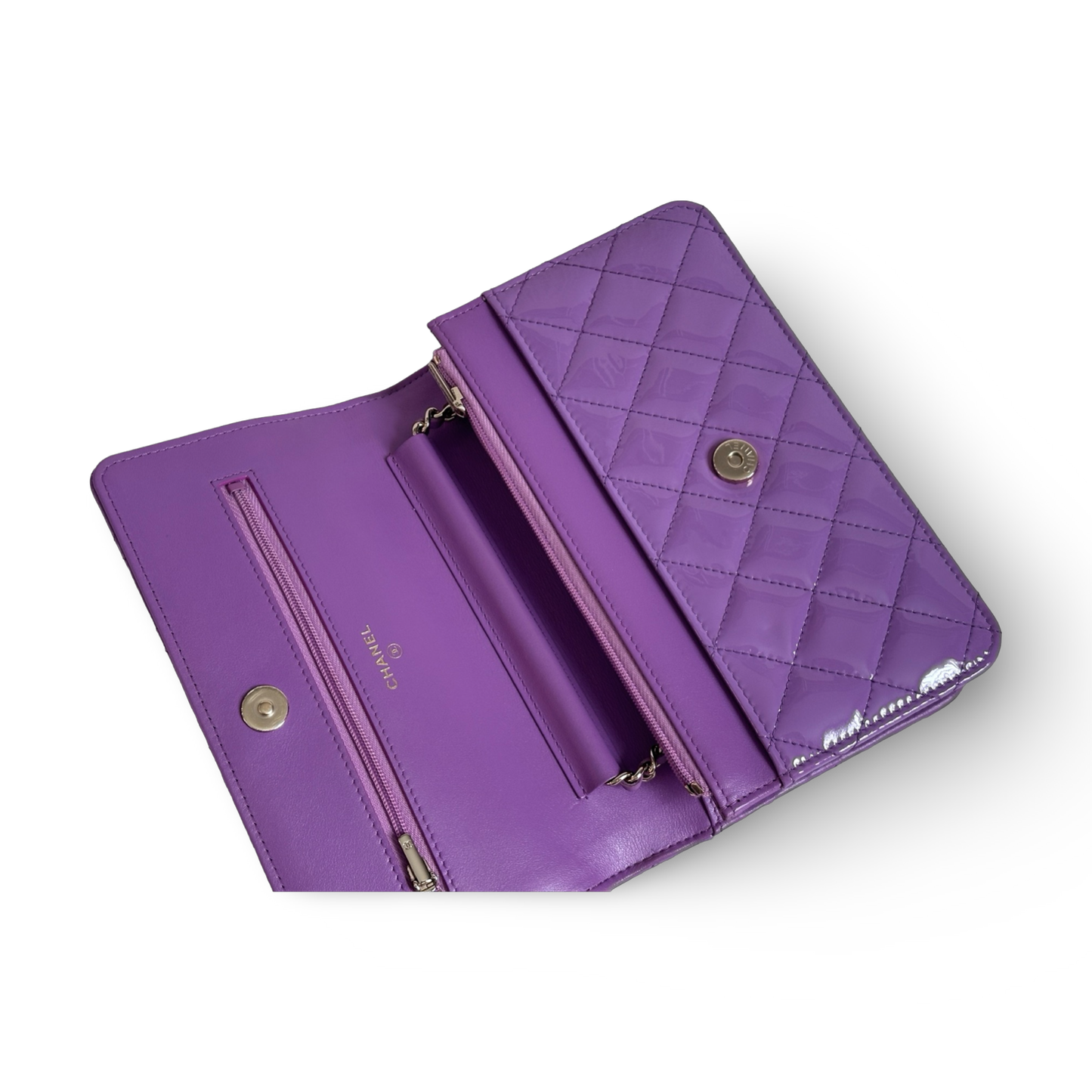 Chanel Classic Patent WOC Bag Gold (Purple)