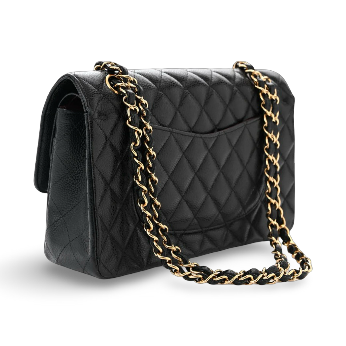 Chanel Quilted Caviar Medium Double Flap - GHW / Black
