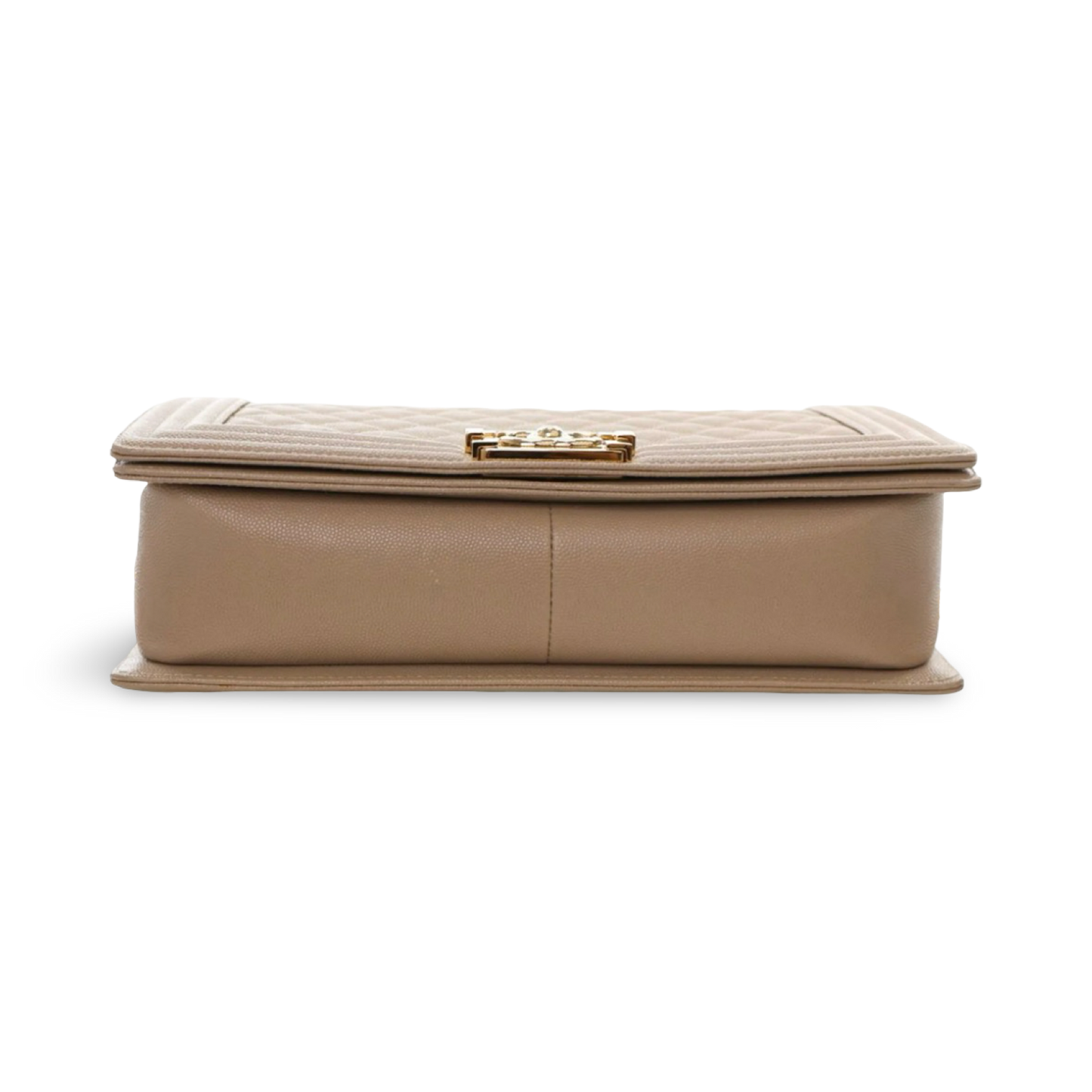 Chanel Quilted Caviar Medium Boy Bag- GHW / Beige