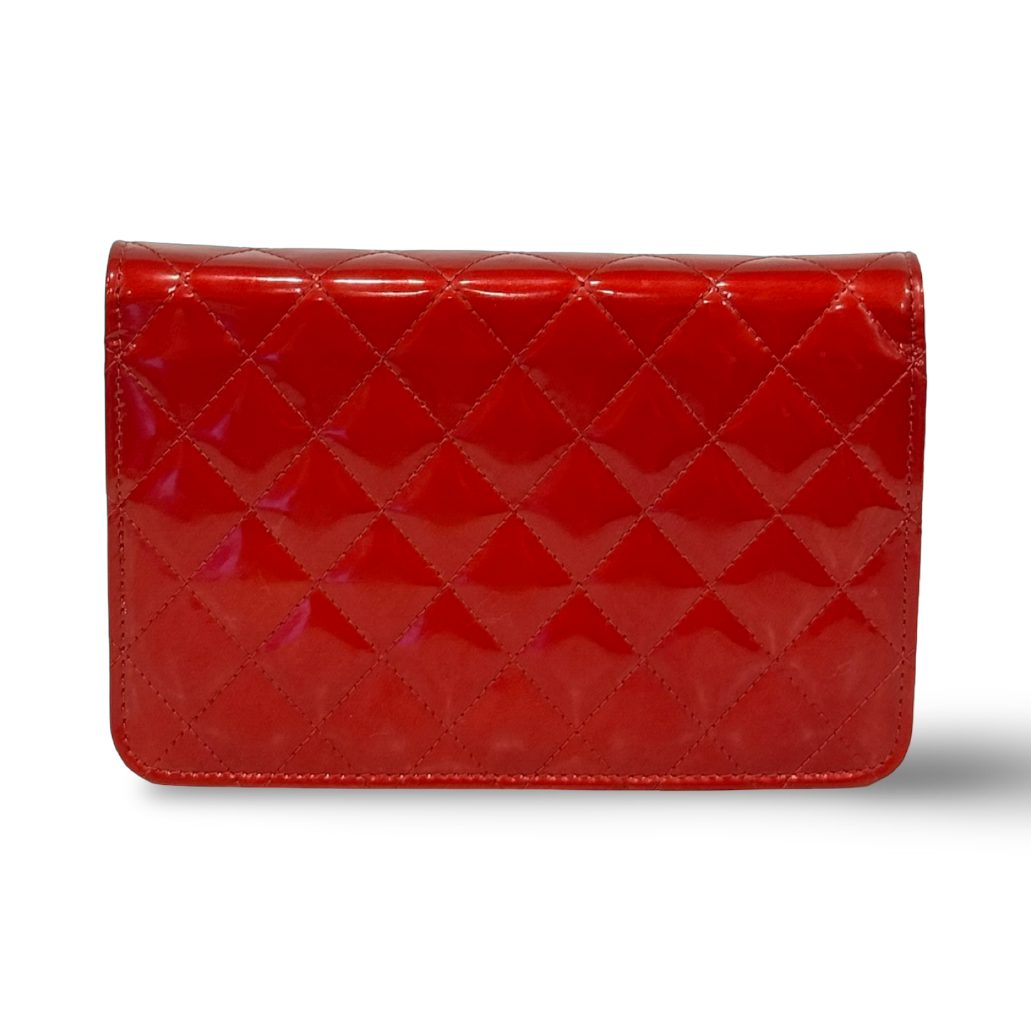Chanel Quilted Patent Brilliant Wallet on Chain Bag- SHW / Burgundy