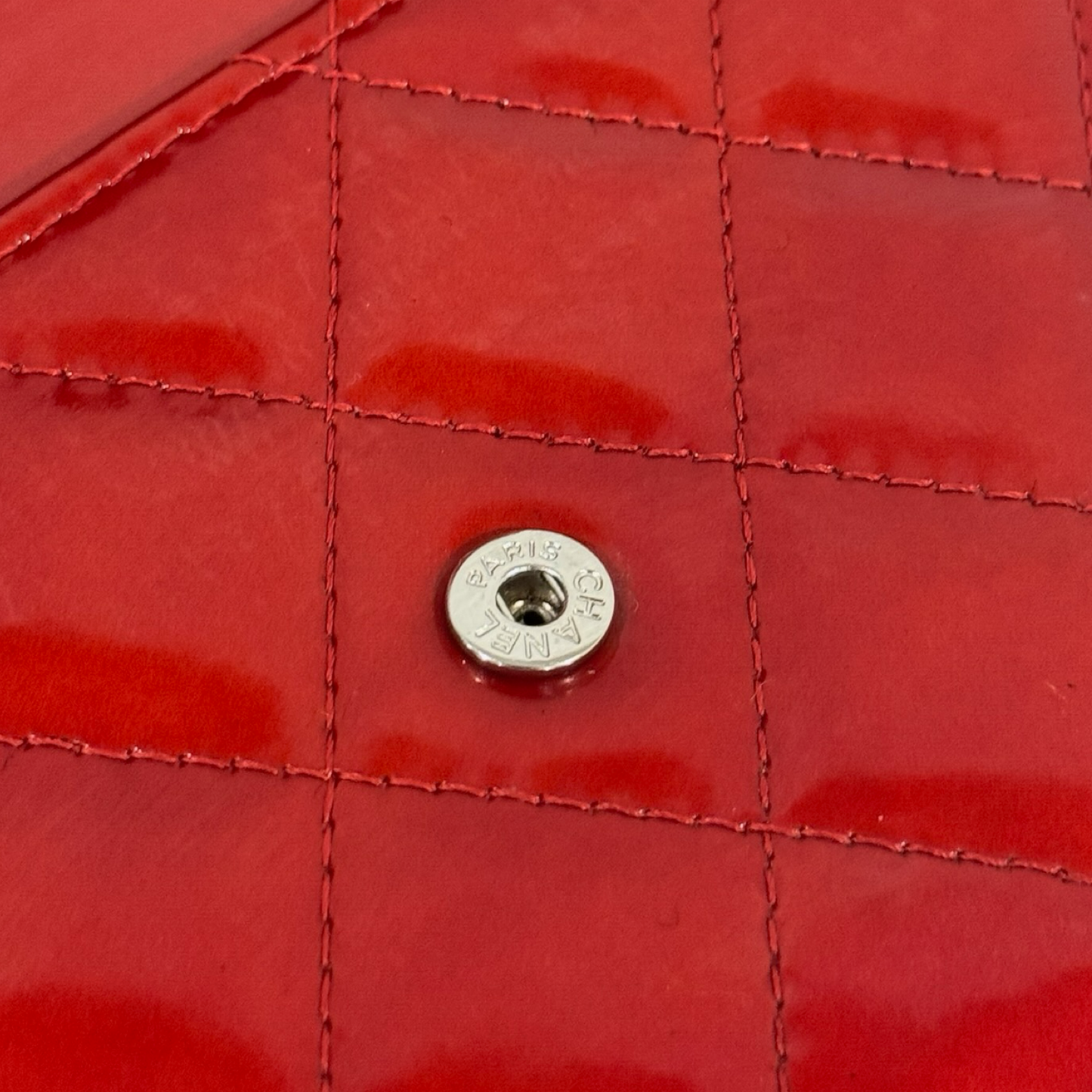 Chanel Quilted Patent Brilliant Wallet on Chain Bag- SHW / Burgundy