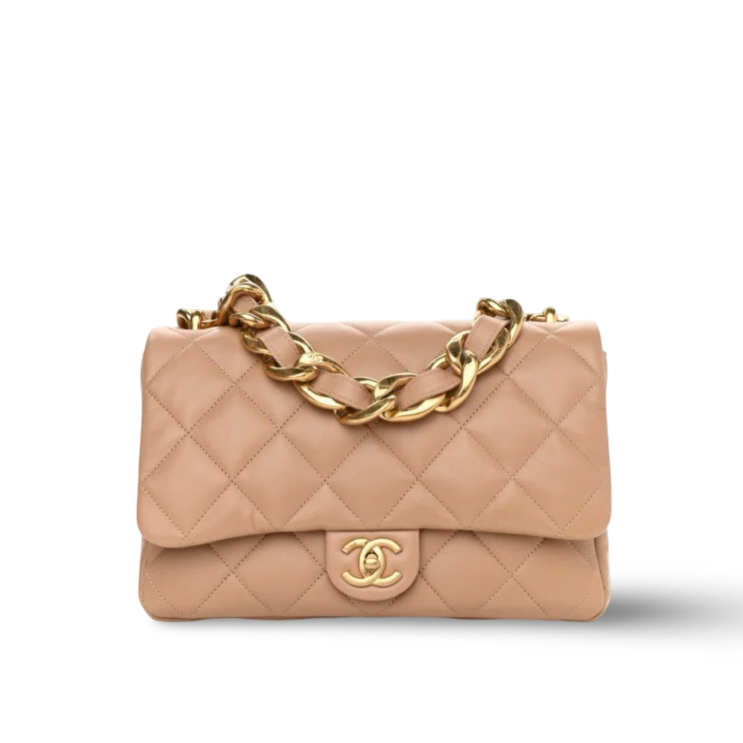 Chanel Lambskin Quilted Large CC Funky Town Flap - GHW / Beige