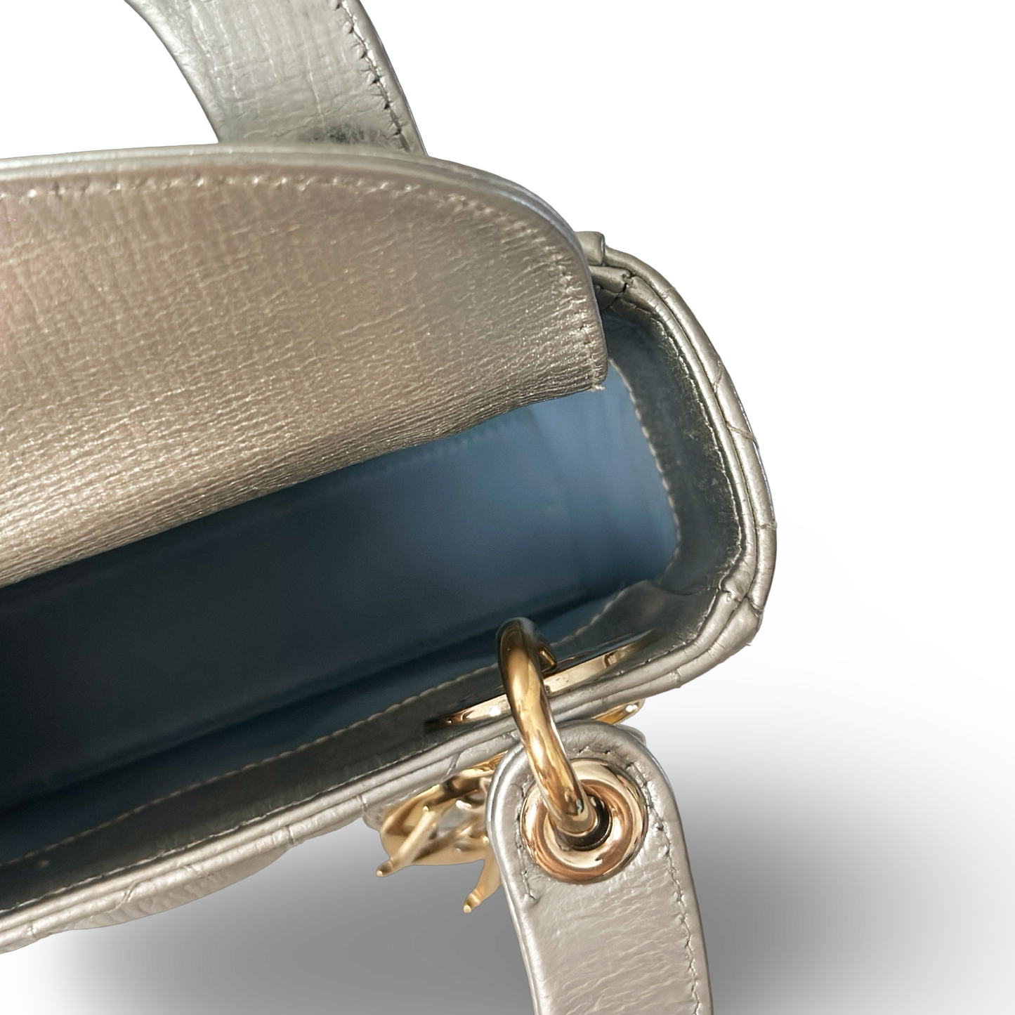 Dior Cannage Calfskin Mini Lady Bag - SHW / Sliver