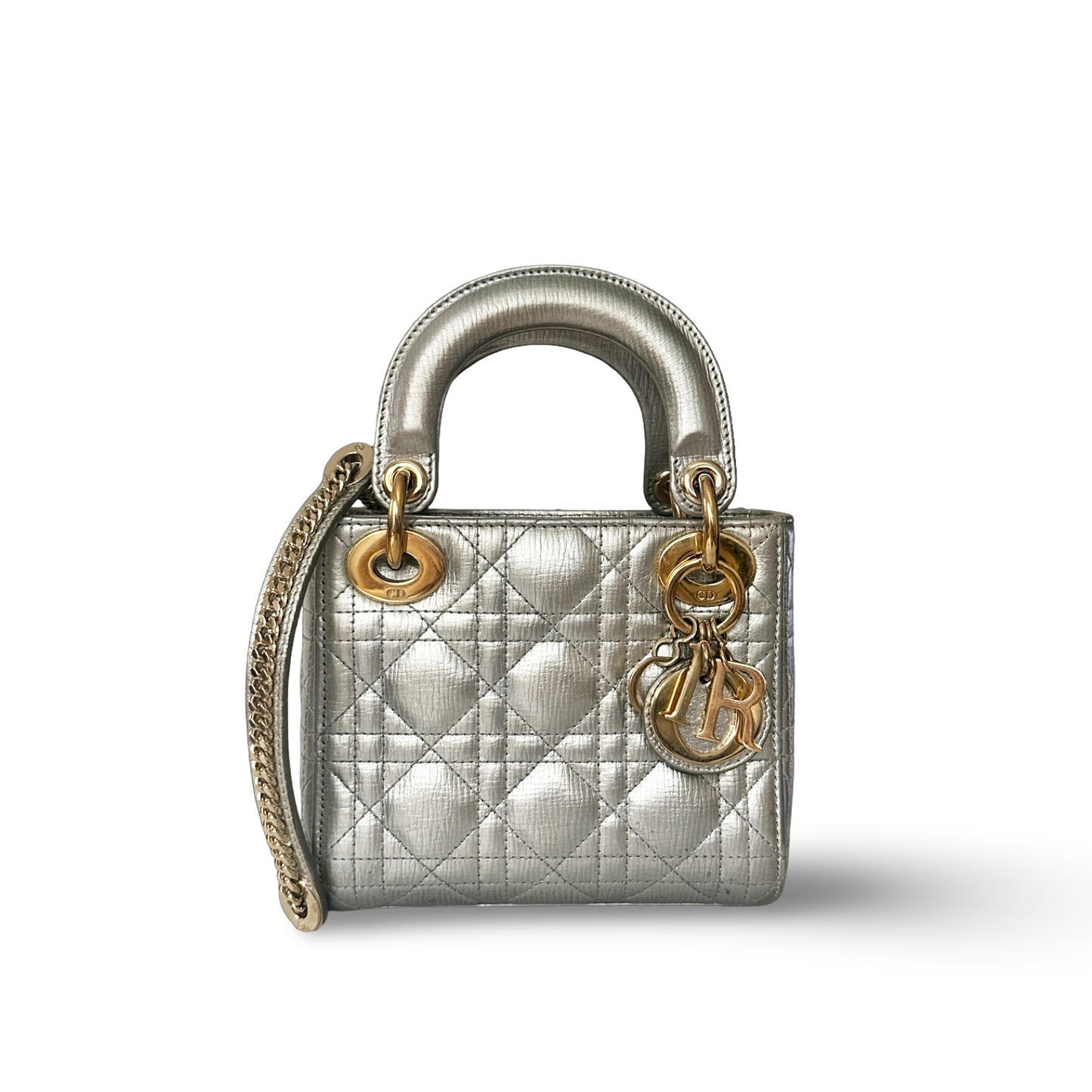 Dior Cannage Calfskin Mini Lady Bag - SHW / Sliver