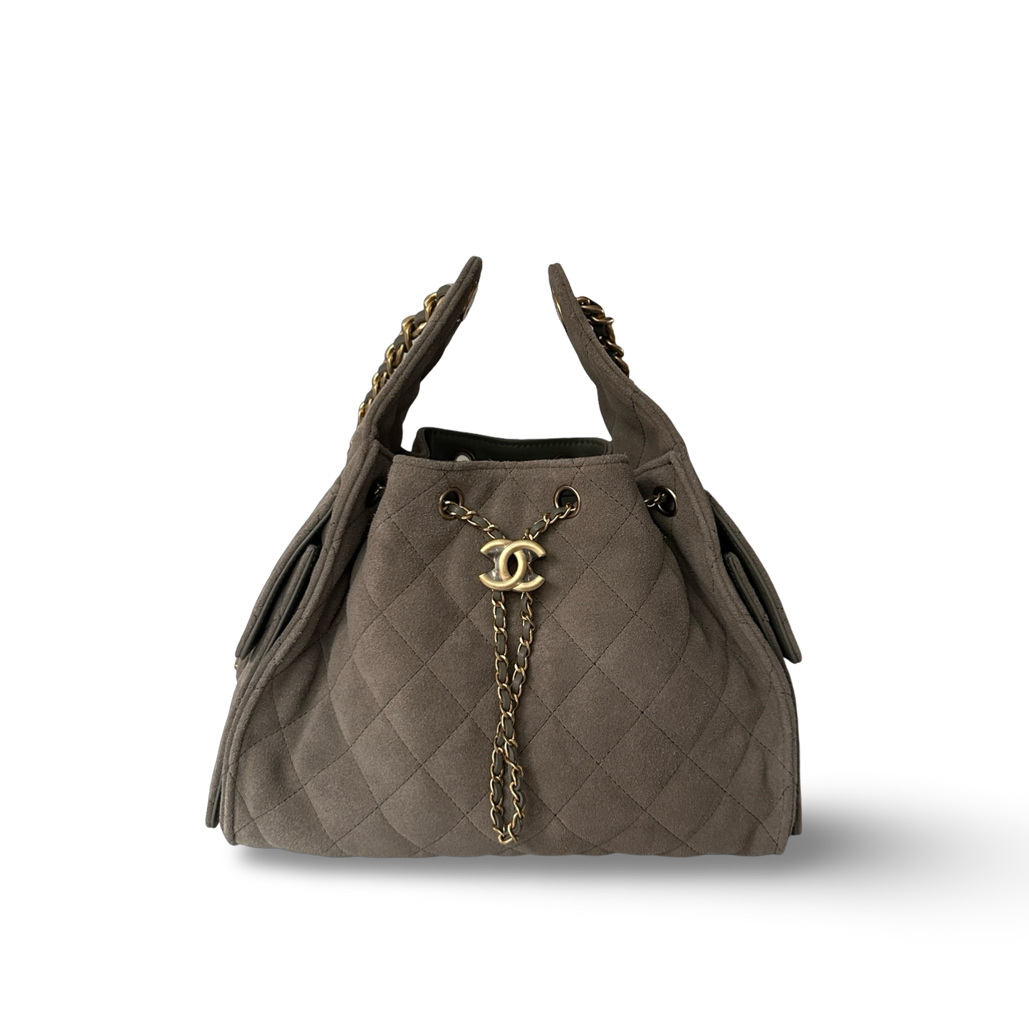Chanel Quilted Suede Small 25 Bag - GHW / Gray