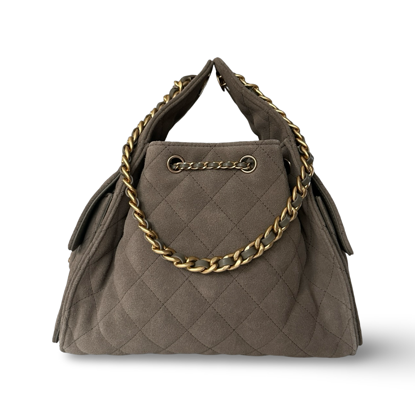 Chanel Quilted Suede Small 25 Bag - GHW / Gray