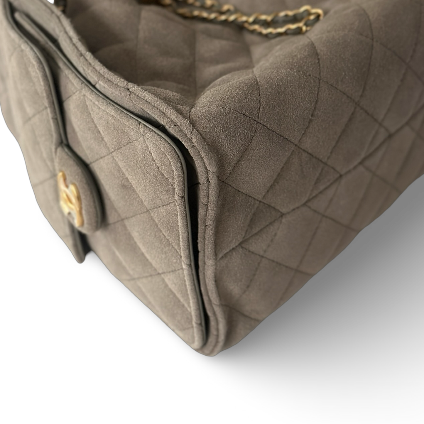Chanel Quilted Suede Small 25 Bag - GHW / Gray