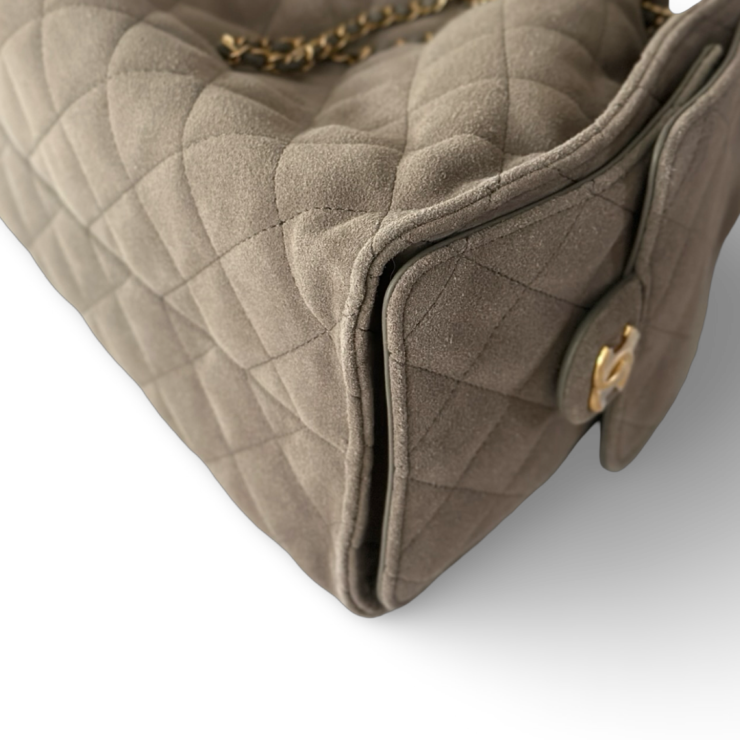 Chanel Quilted Suede Small 25 Bag - GHW / Gray