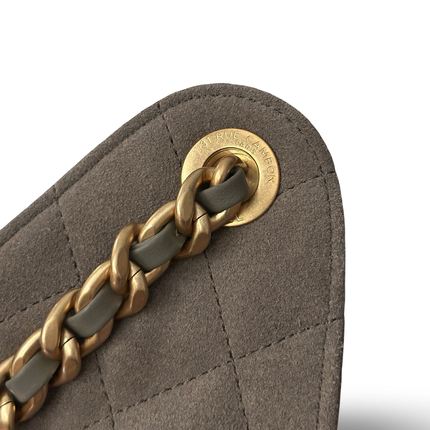 Chanel Quilted Suede Small 25 Bag - GHW / Gray