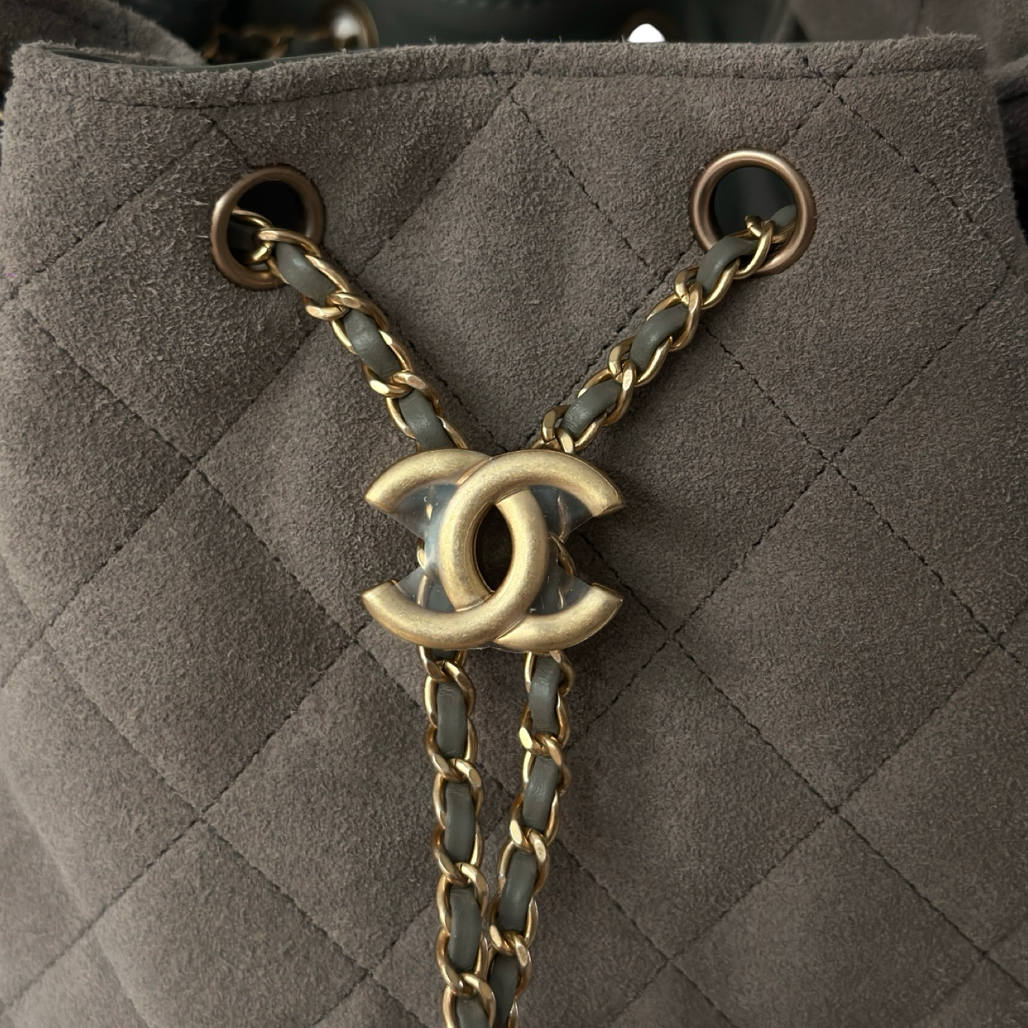 Chanel Quilted Suede Small 25 Bag - GHW / Gray