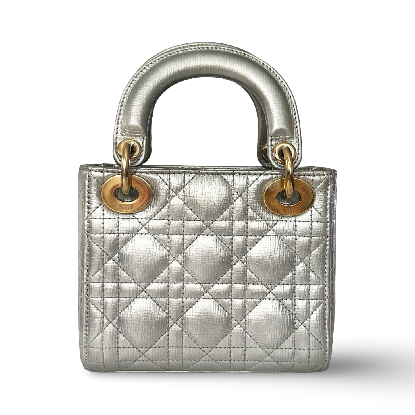 Dior Cannage Calfskin Mini Lady Bag - SHW / Sliver