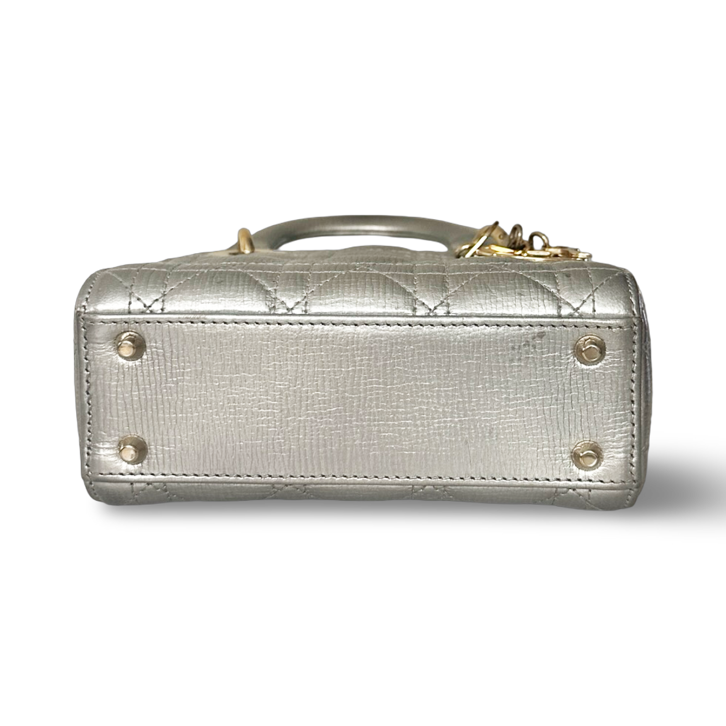 Dior Cannage Calfskin Mini Lady Bag - SHW / Sliver