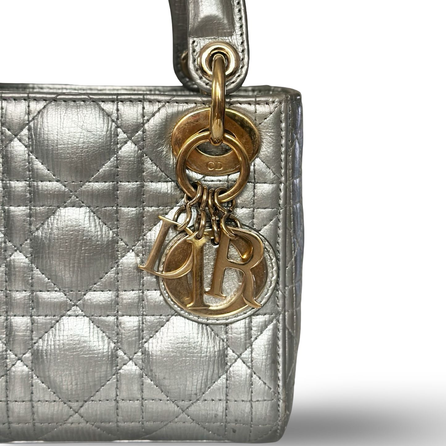 Dior Cannage Calfskin Mini Lady Bag - SHW / Sliver