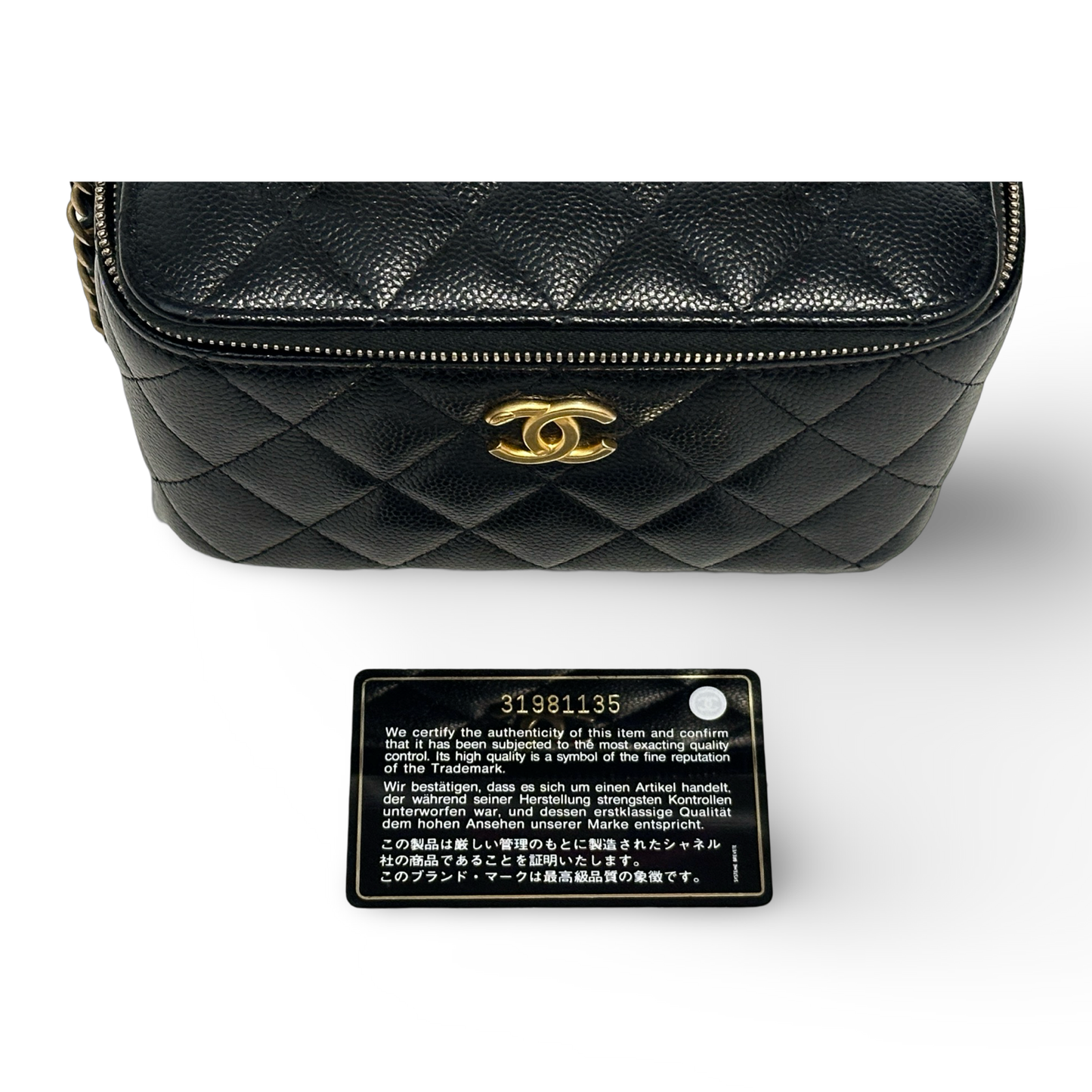 Chanel Caviar Quilted Pick Me Up Vanity Case Black