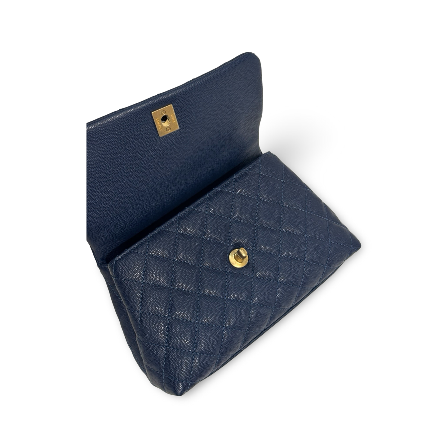 Chanel Classic Caviar Medium Coco Handle Bag - GHW / Navy