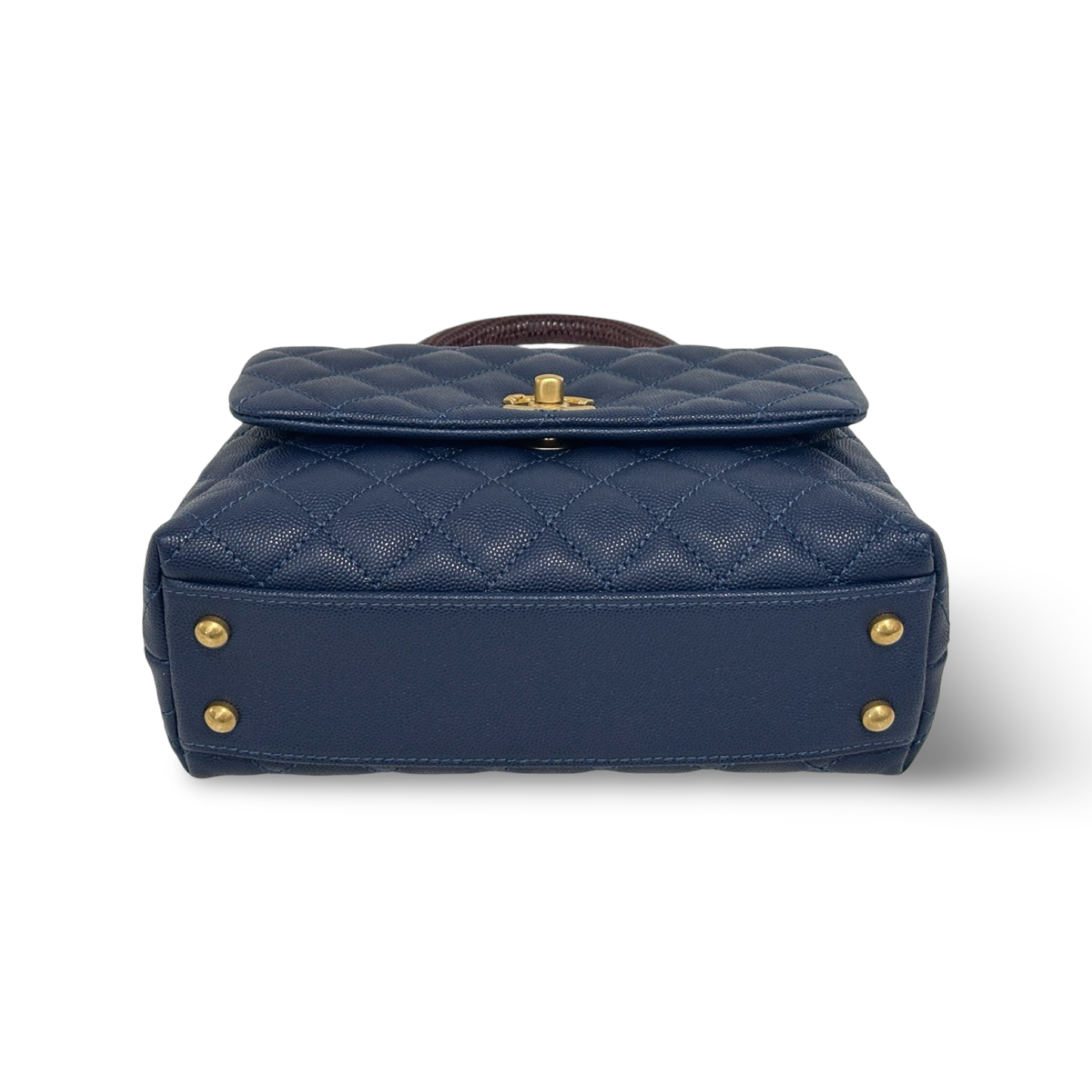 Chanel Classic Caviar Medium Coco Handle Bag - GHW / Navy