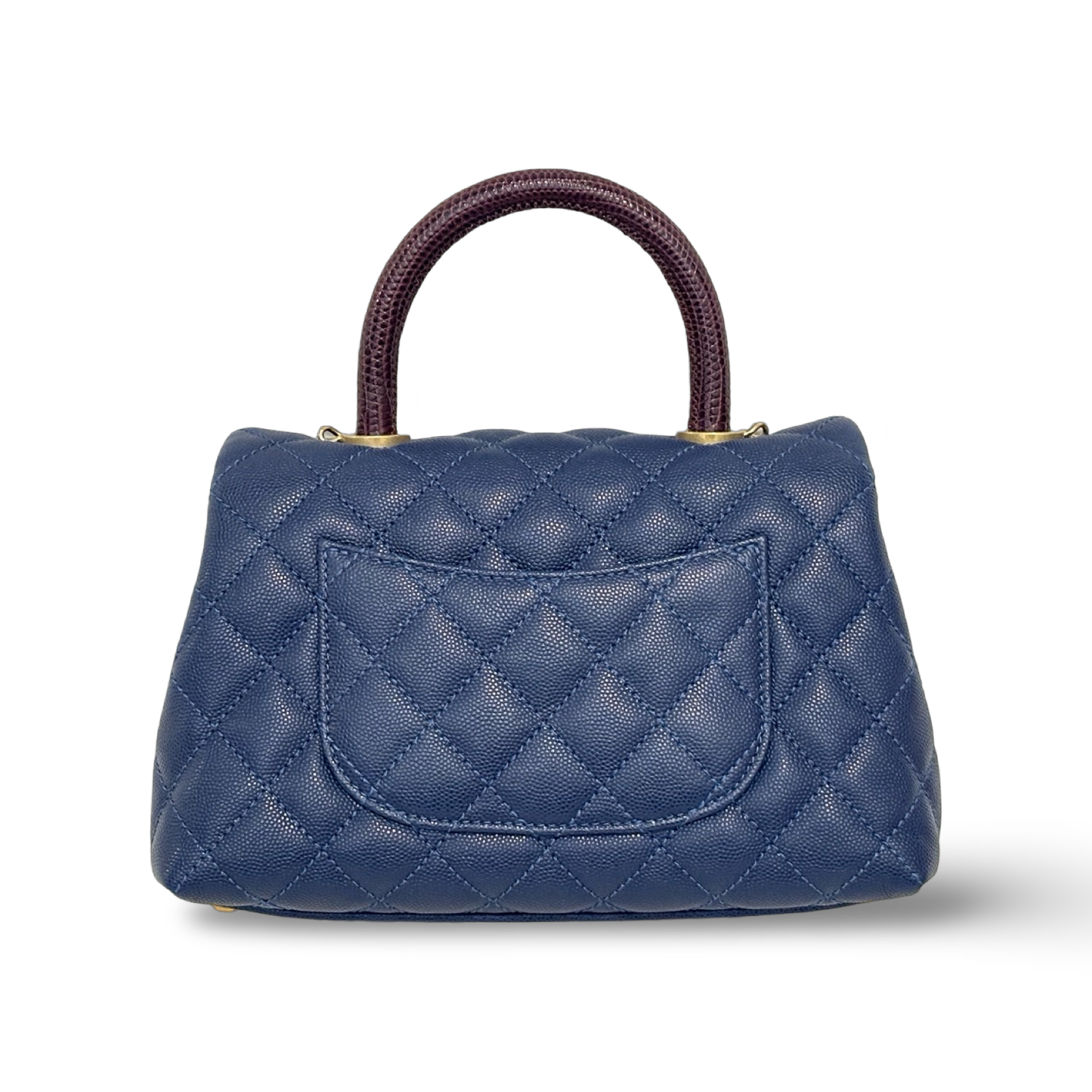 Chanel Classic Caviar Medium Coco Handle Bag - GHW / Navy