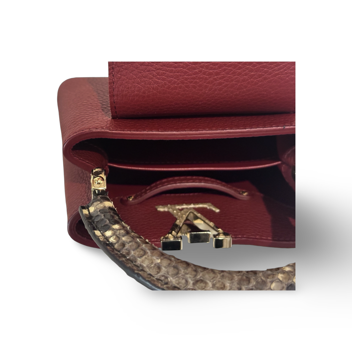 Louis Vuitton Mini Capucines with Python Handle Burgundy