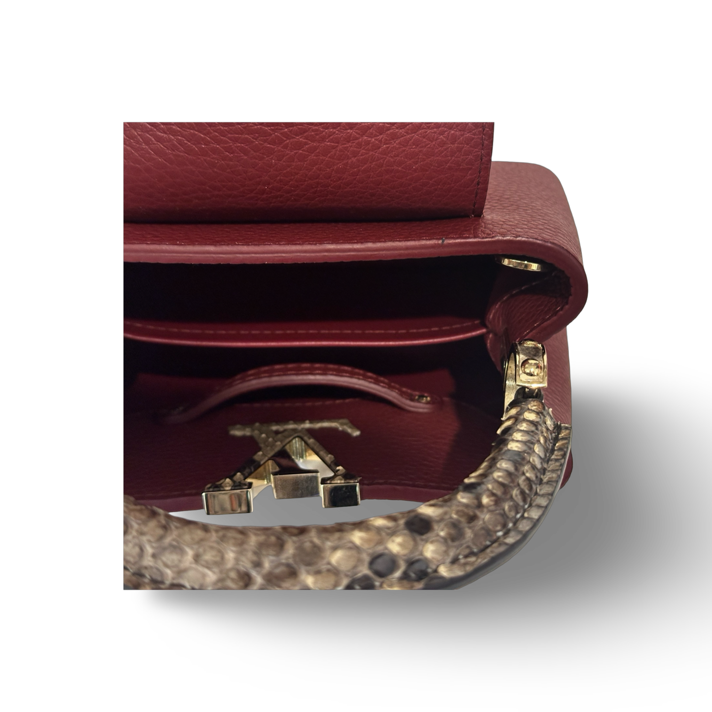 Louis Vuitton Mini Capucines with Python Handle Burgundy