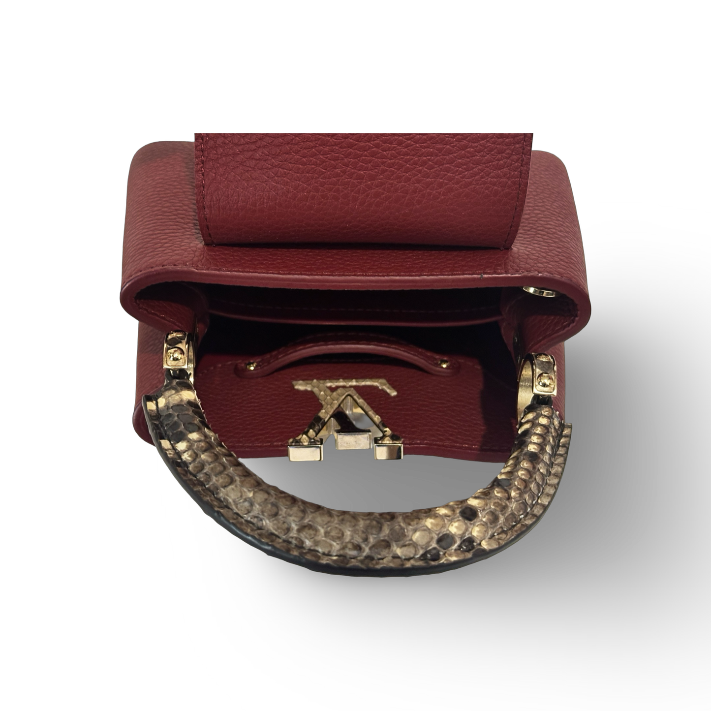 Louis Vuitton Mini Capucines with Python Handle Burgundy